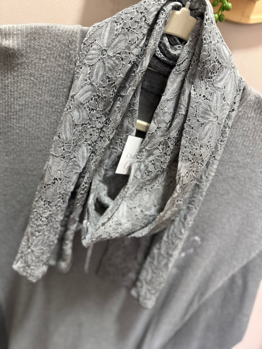 Grateful + Scarf Grey Blouse