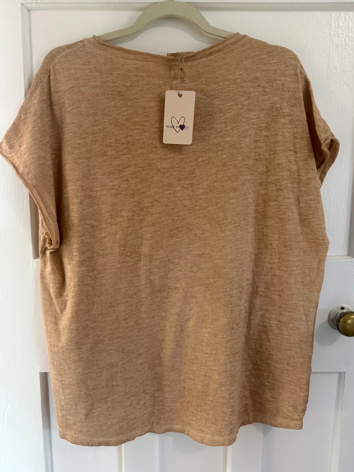 Patched Cotton Bling Blouse Caramel