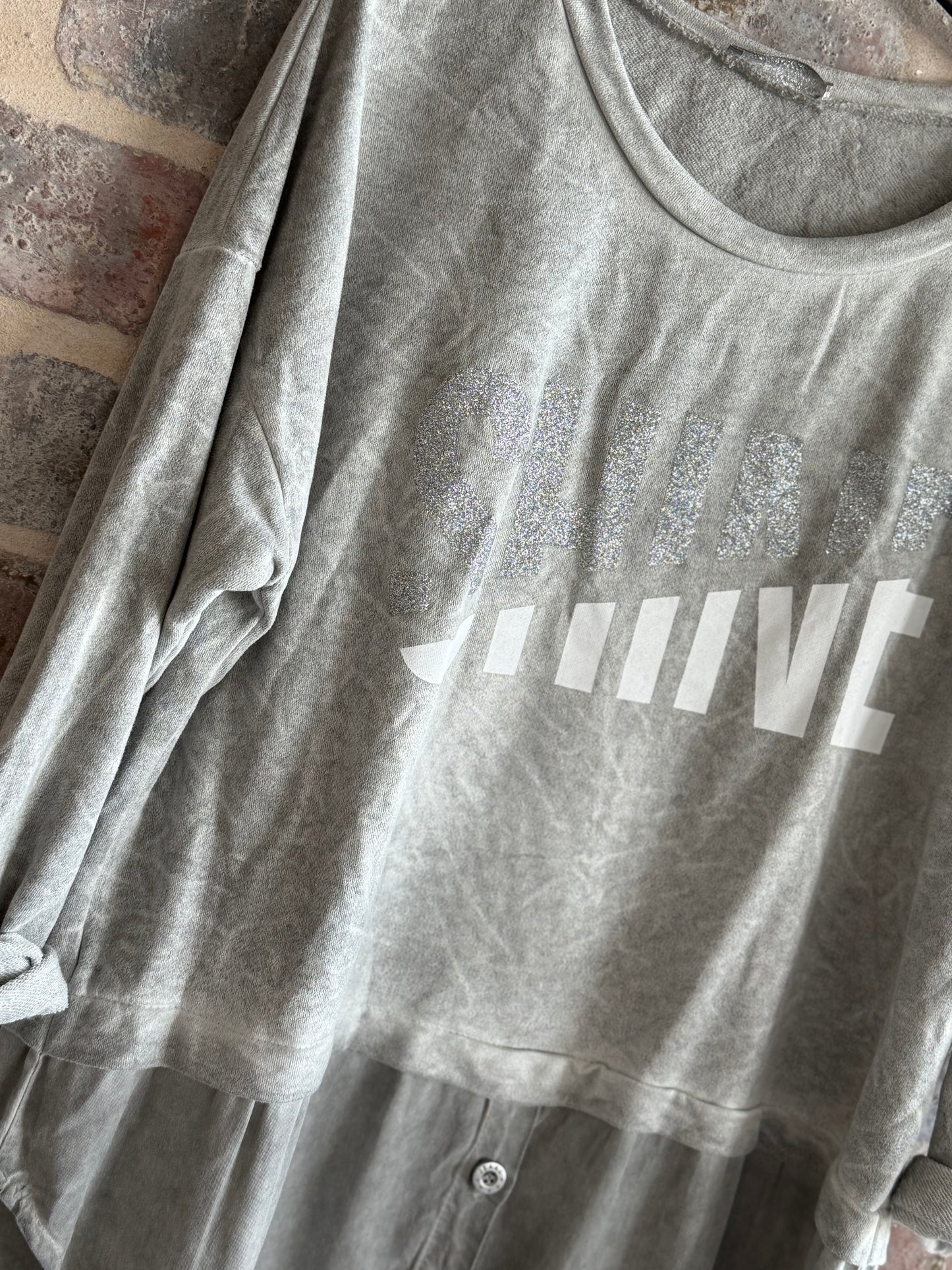 Shine Blouse Grey