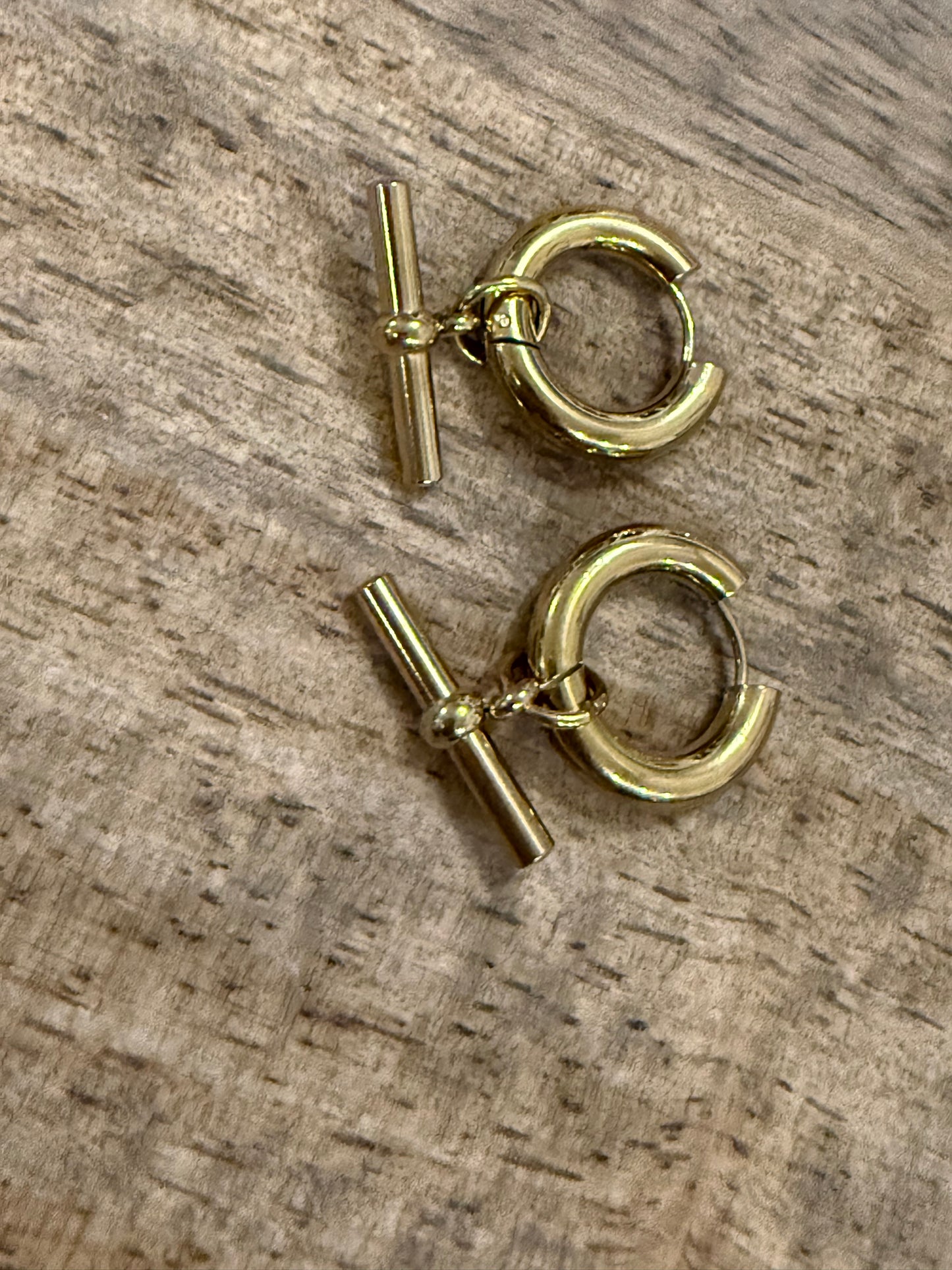 T Bar Earrings Gold