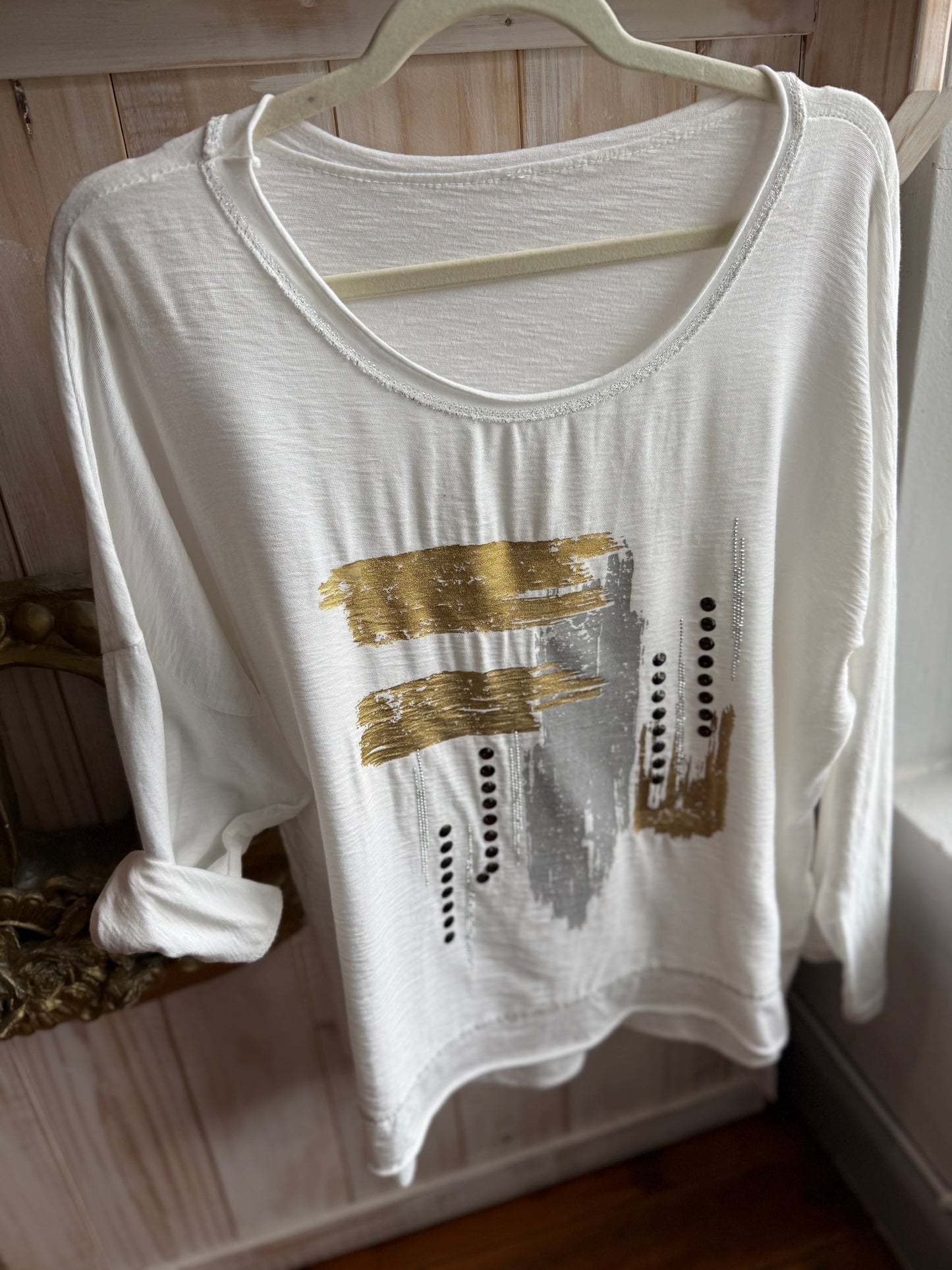 Mixed Metals Blouse White
