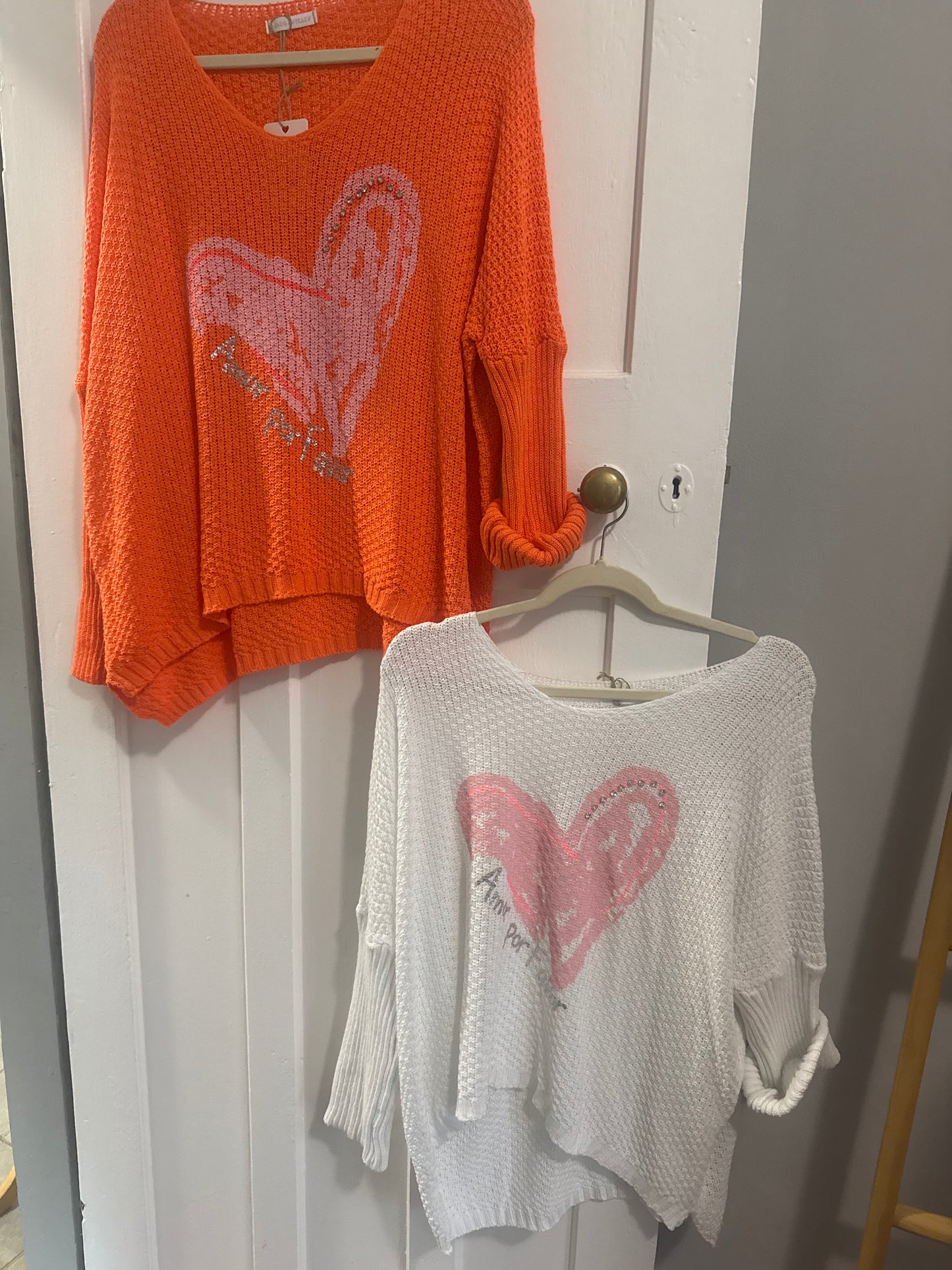 Knitted Heart Blouse Burned Coral