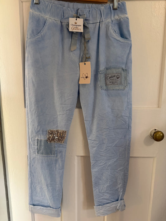 Powdered Blue Patched Pant