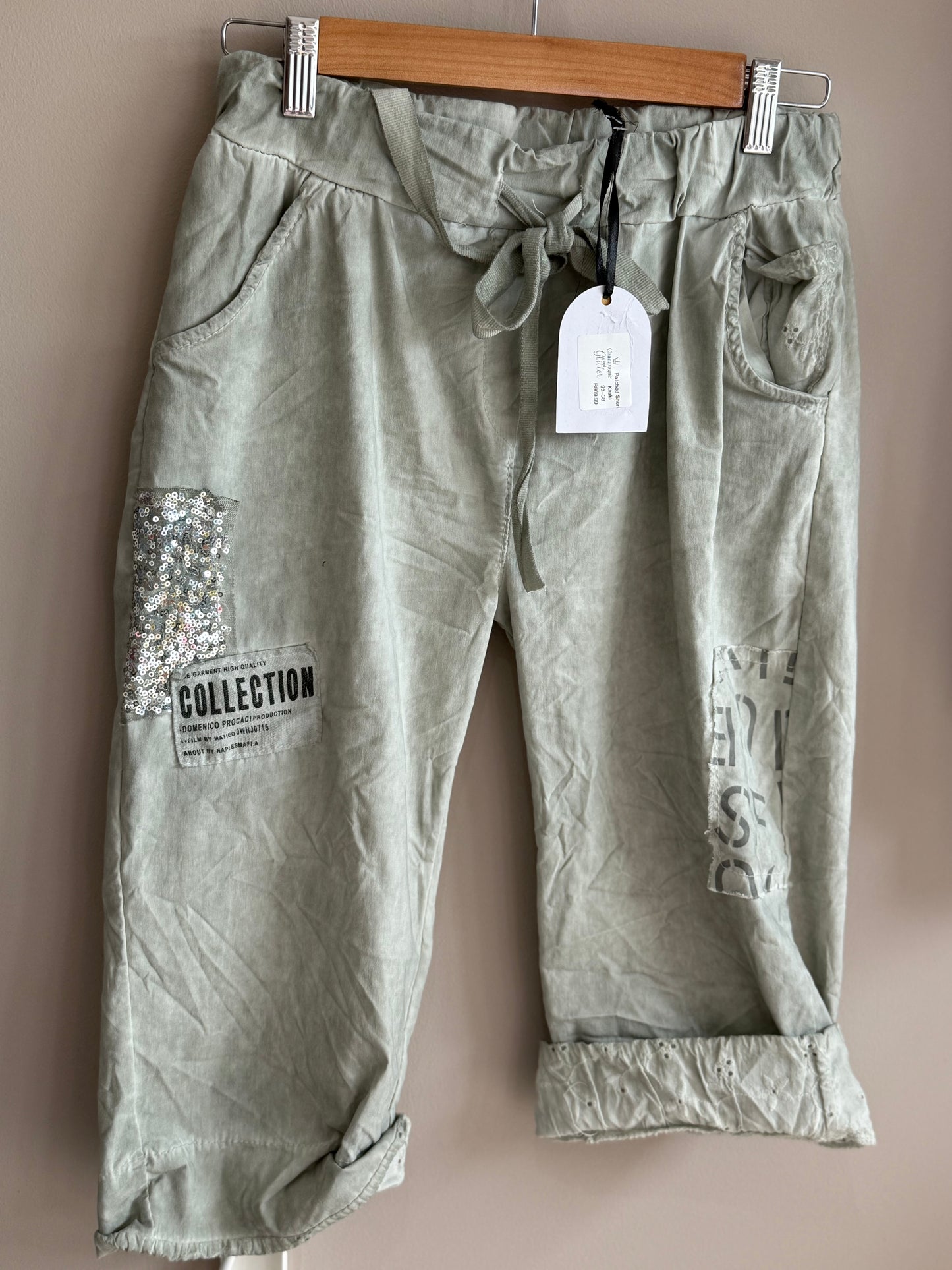 Patched Shorts Khaki