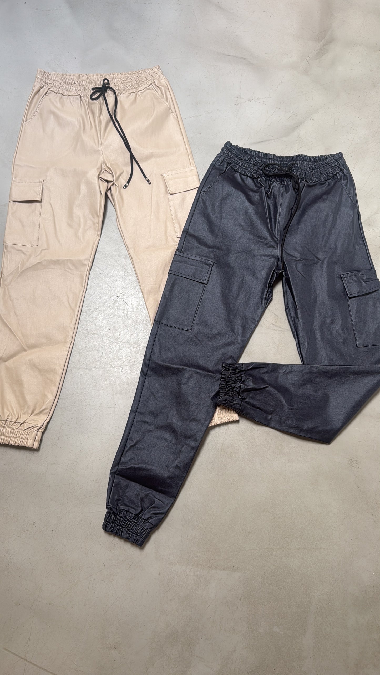 Pleather Cargo Pants Navy