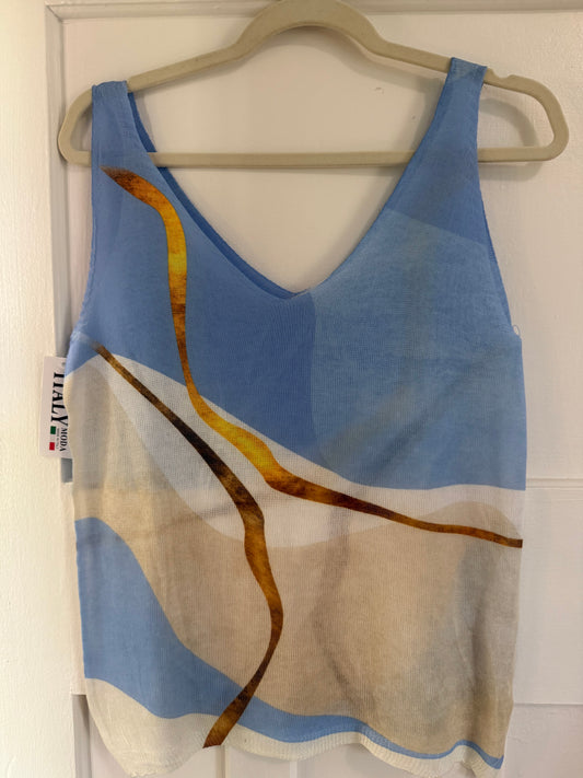 Blue Marble Sleeveless Blouse