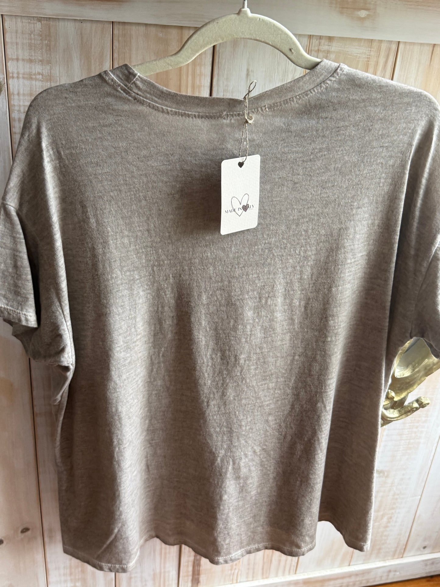 Sequin Pocket Bling Tee Taupe