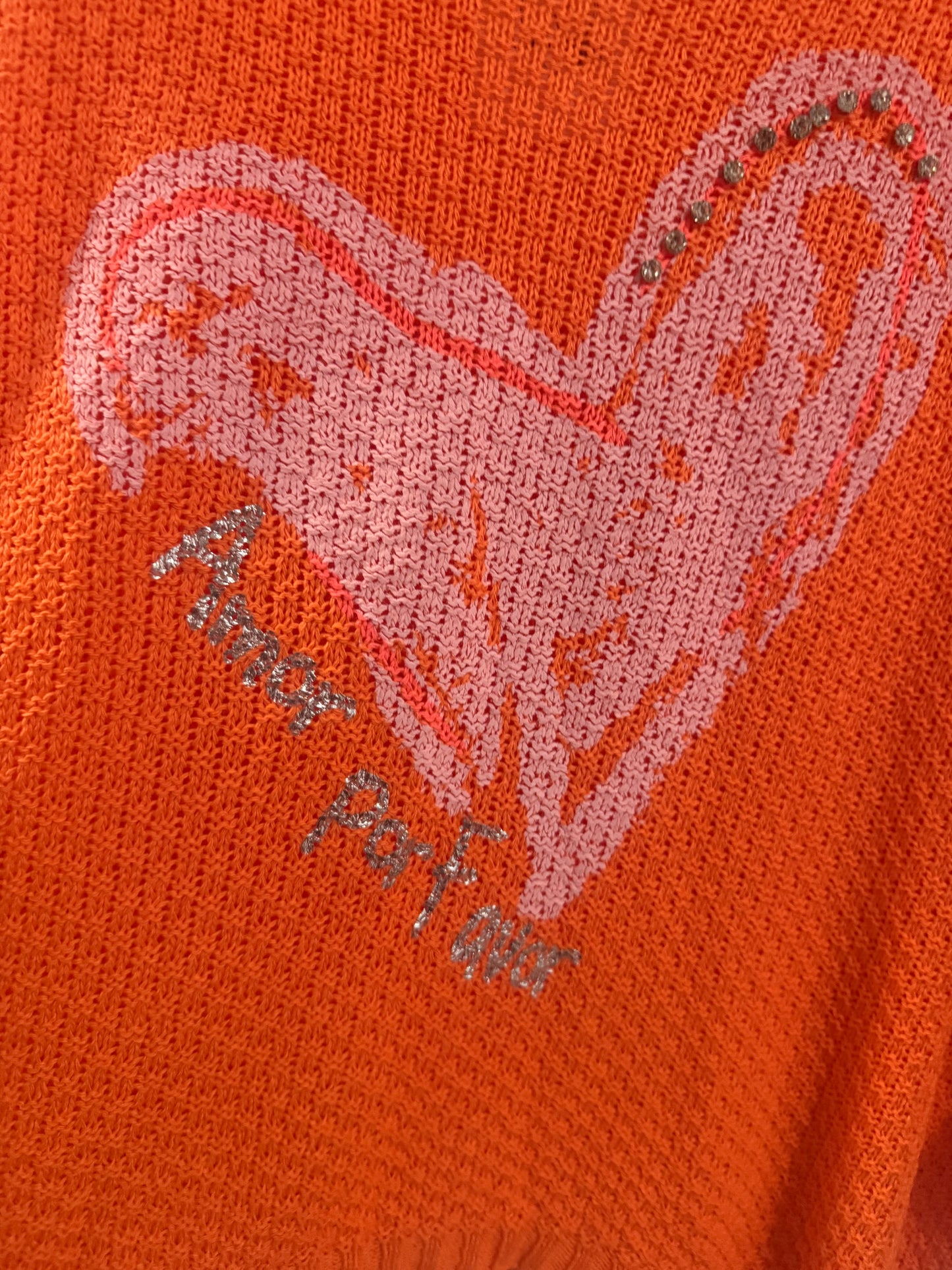 Knitted Heart Blouse Burned Coral