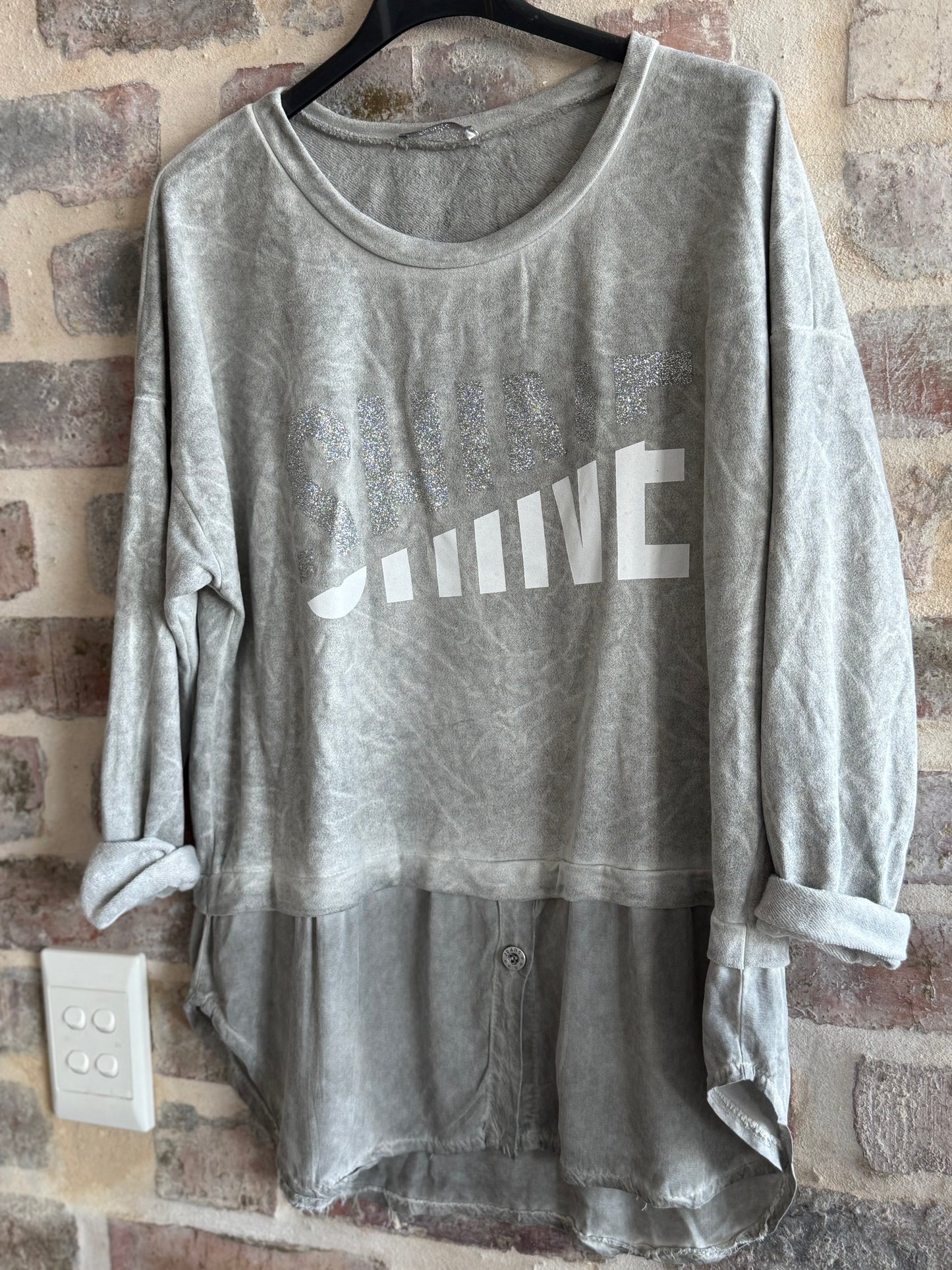 Shine Blouse Grey