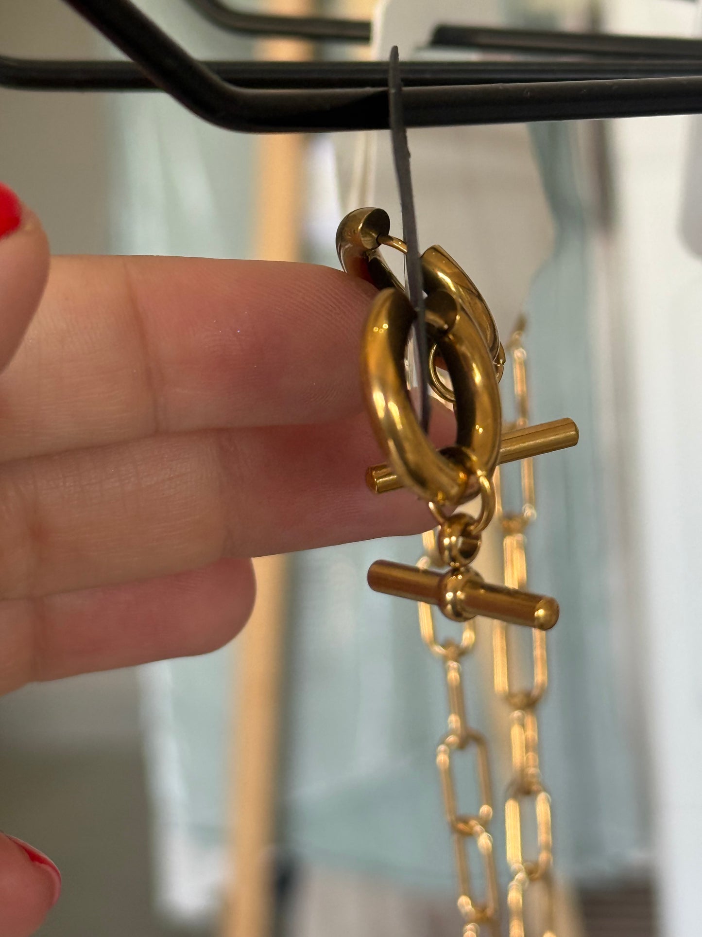T Bar Earrings Gold