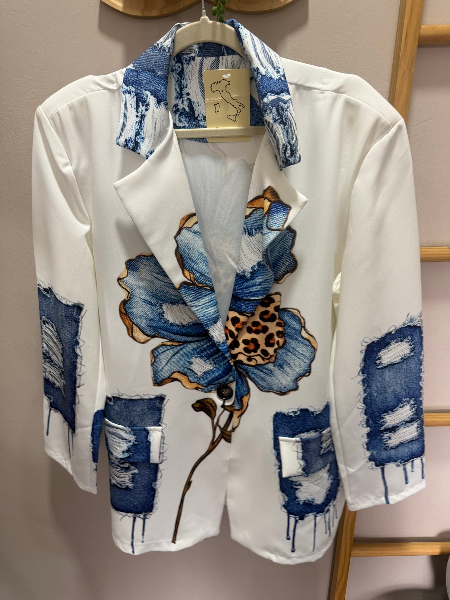 Tatum Satin Jacket_Denim Leopard