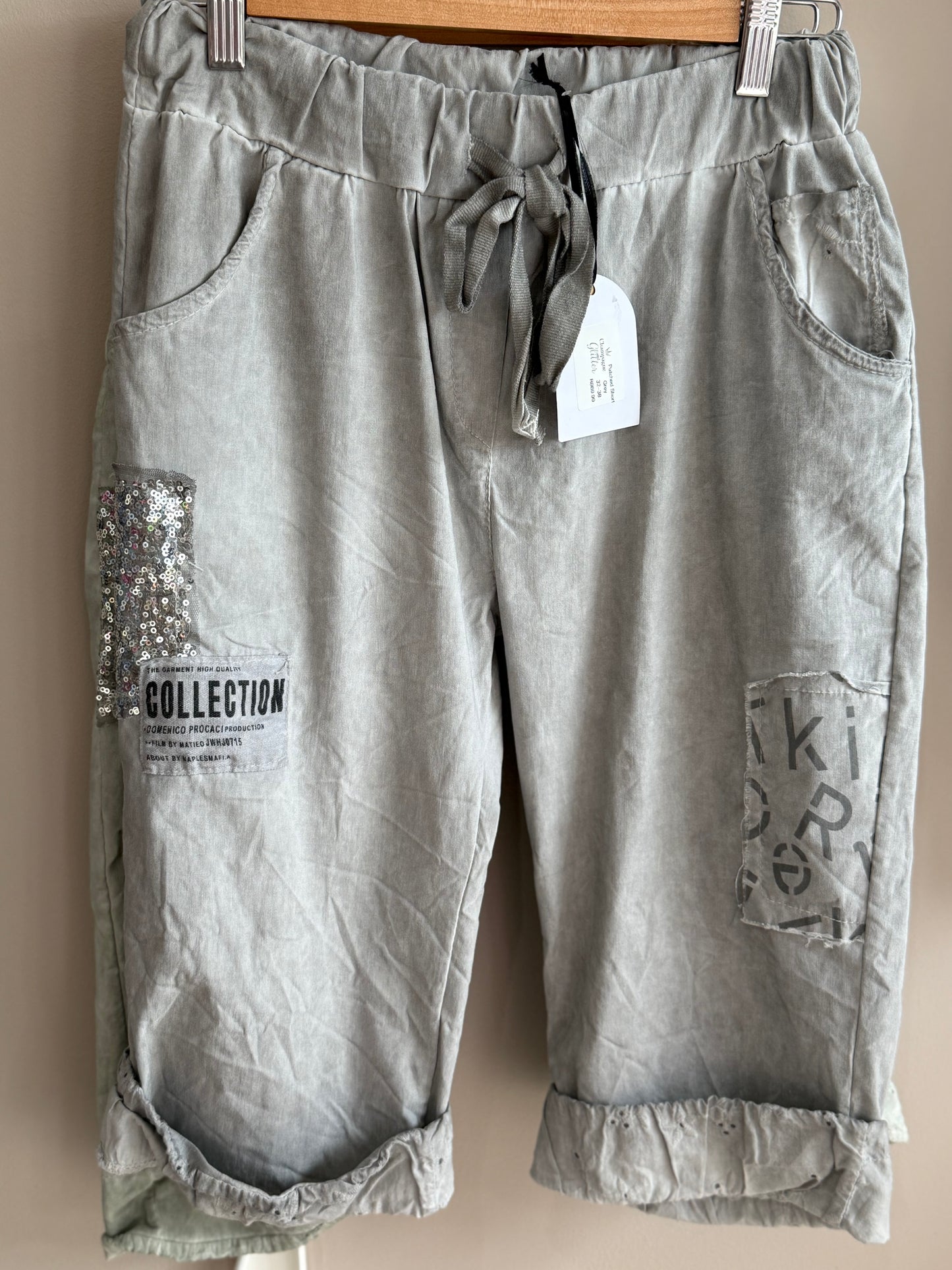 Patched Shorts Grey