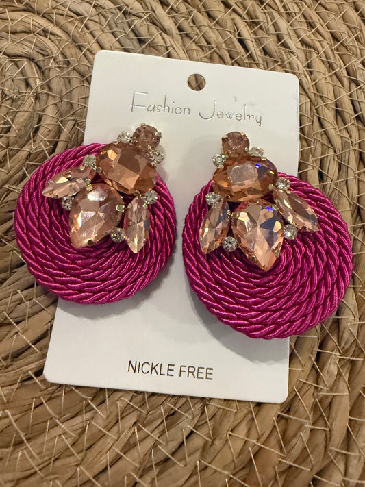 Rope Bling Pink Earring