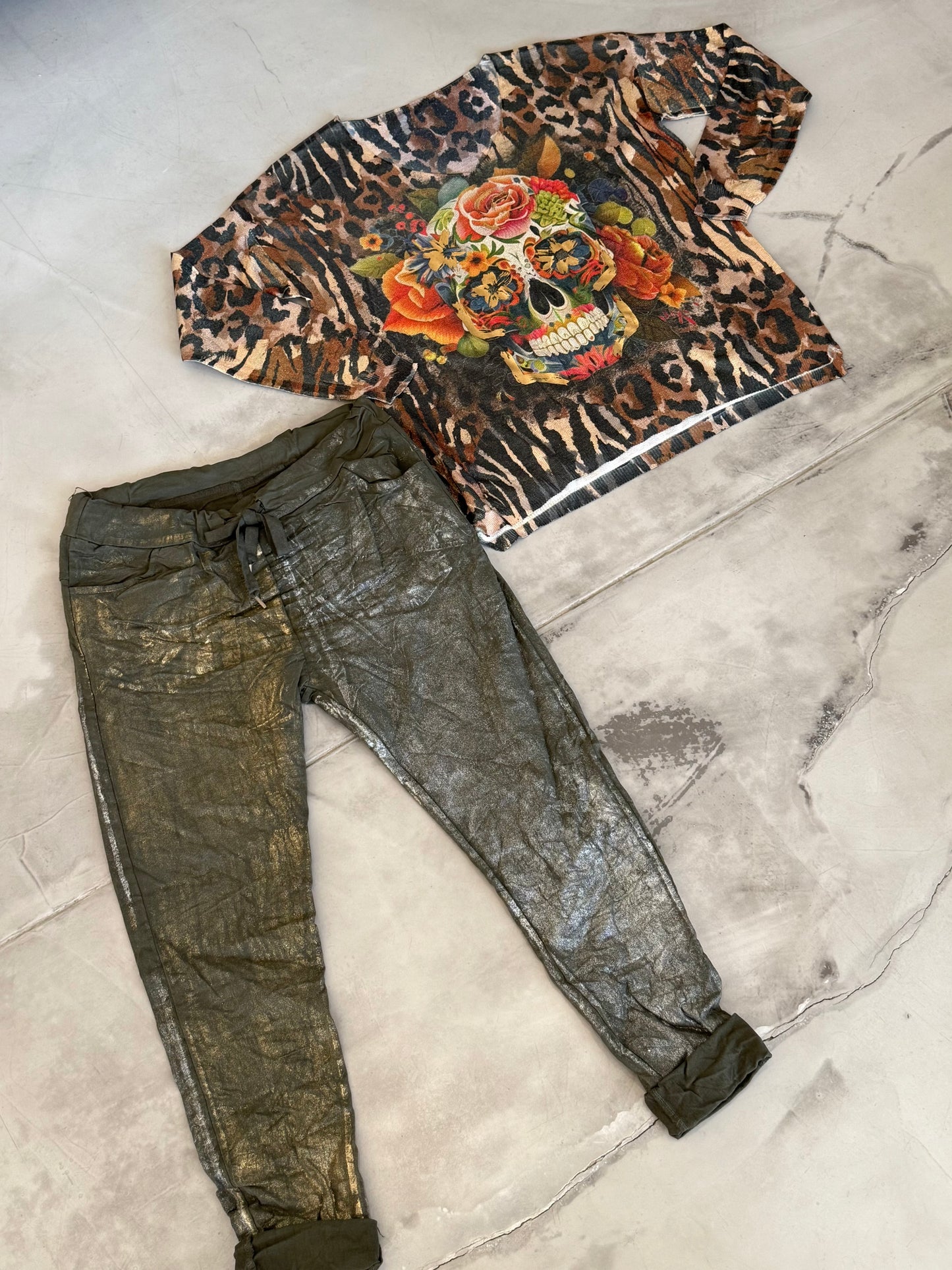 Metalic Pant Khaki