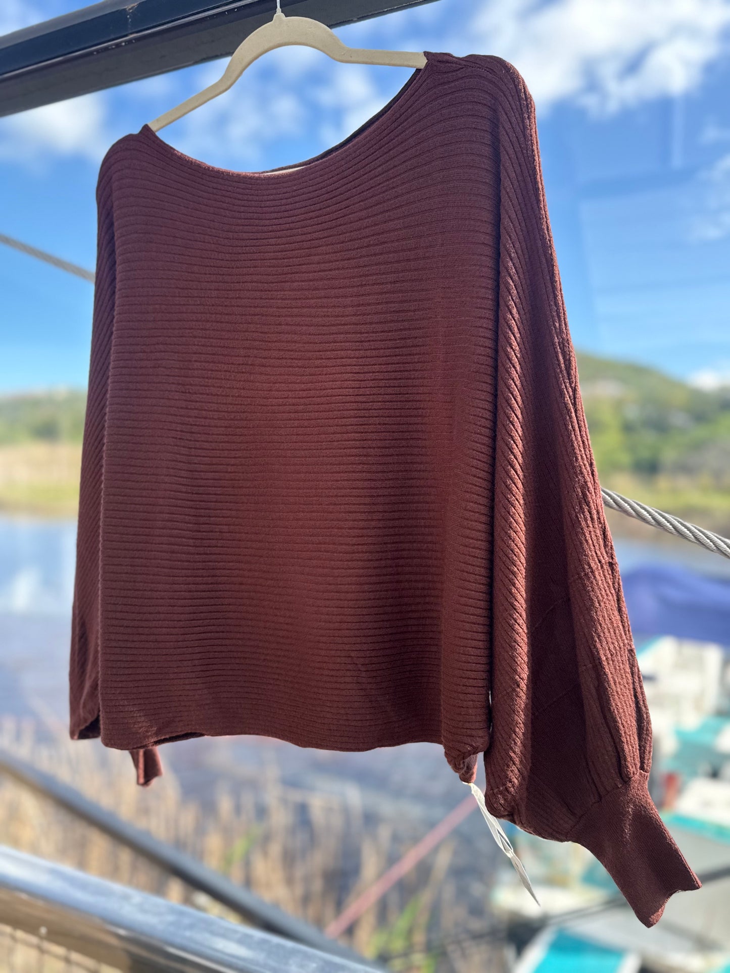 Batwing Chocolate Striped knit