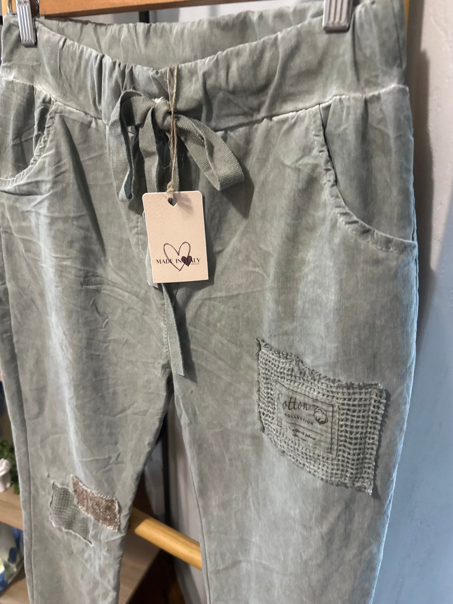 Patched Bling Pant Khaki