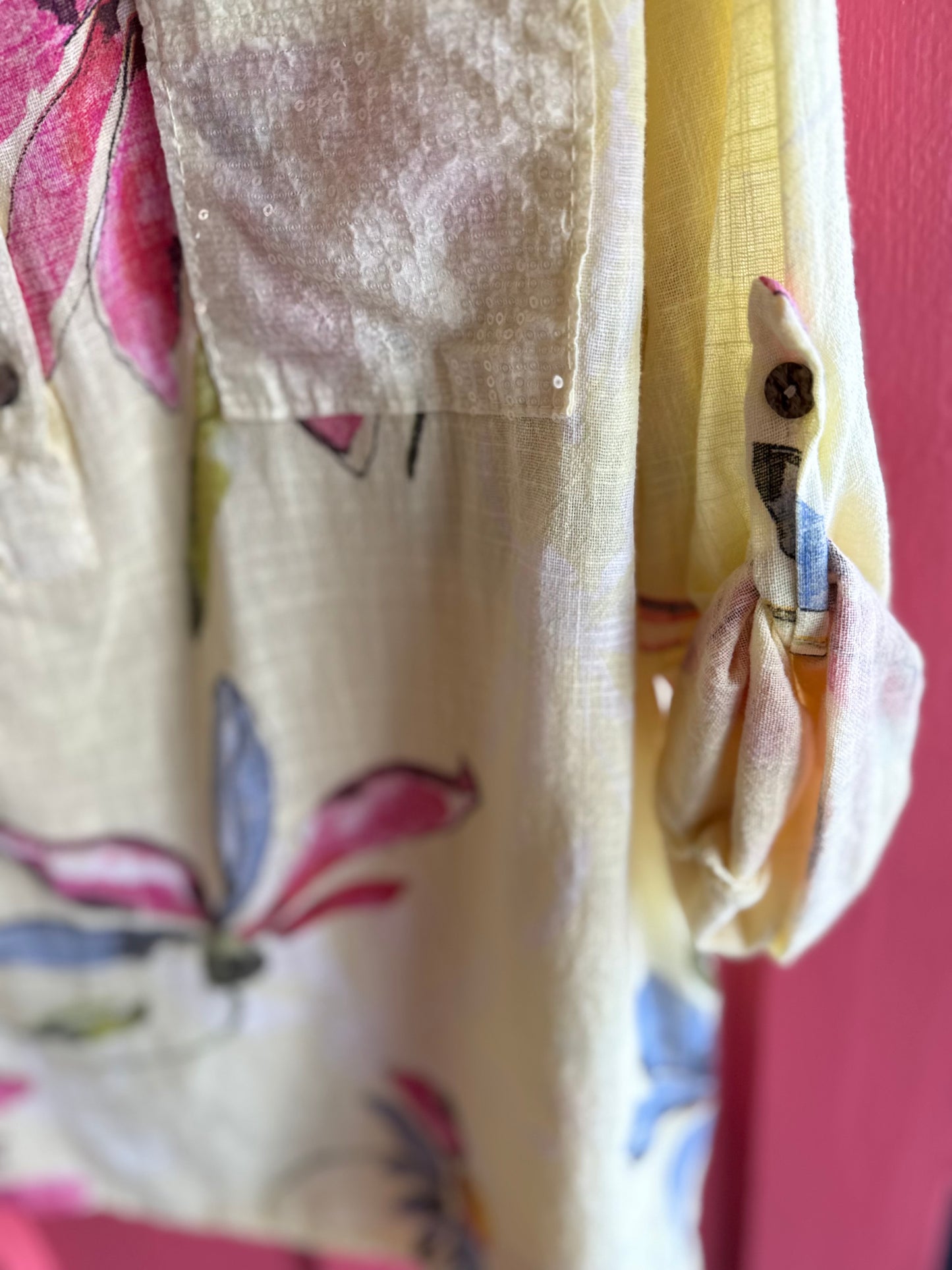 Dylan_Floral Sequin Yellow Blouse