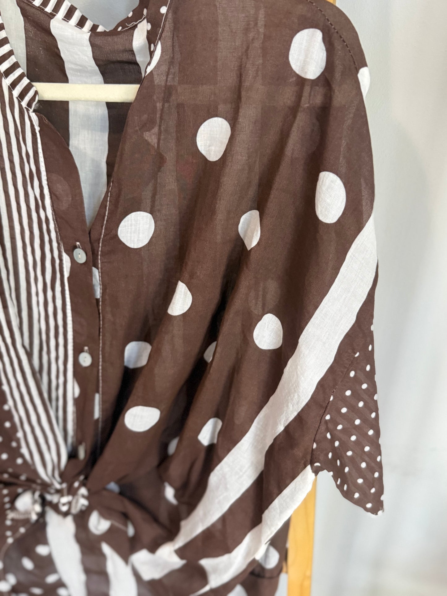 Polka Dot Brown Blouse