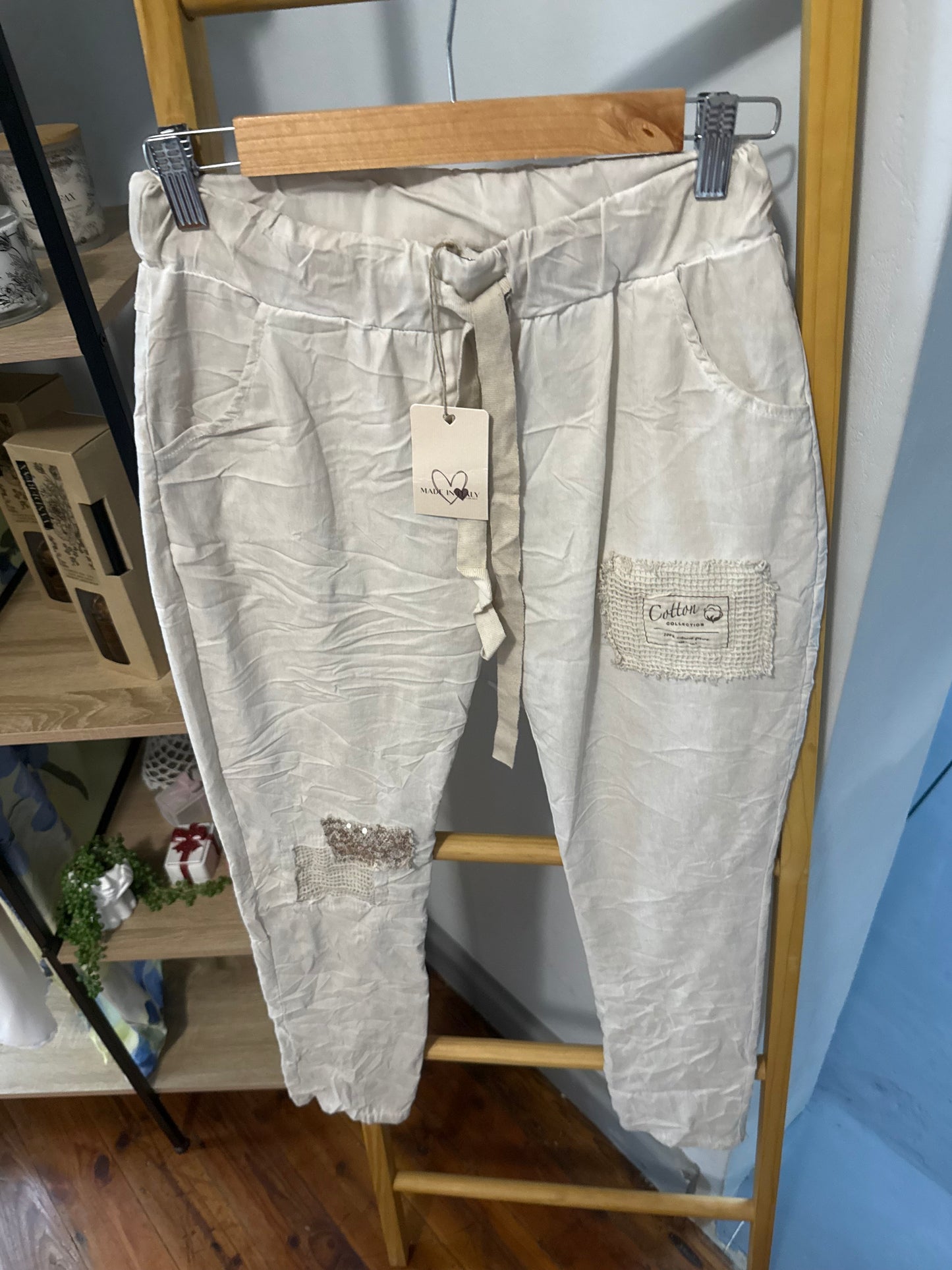 Powdered Grey Heart Pants