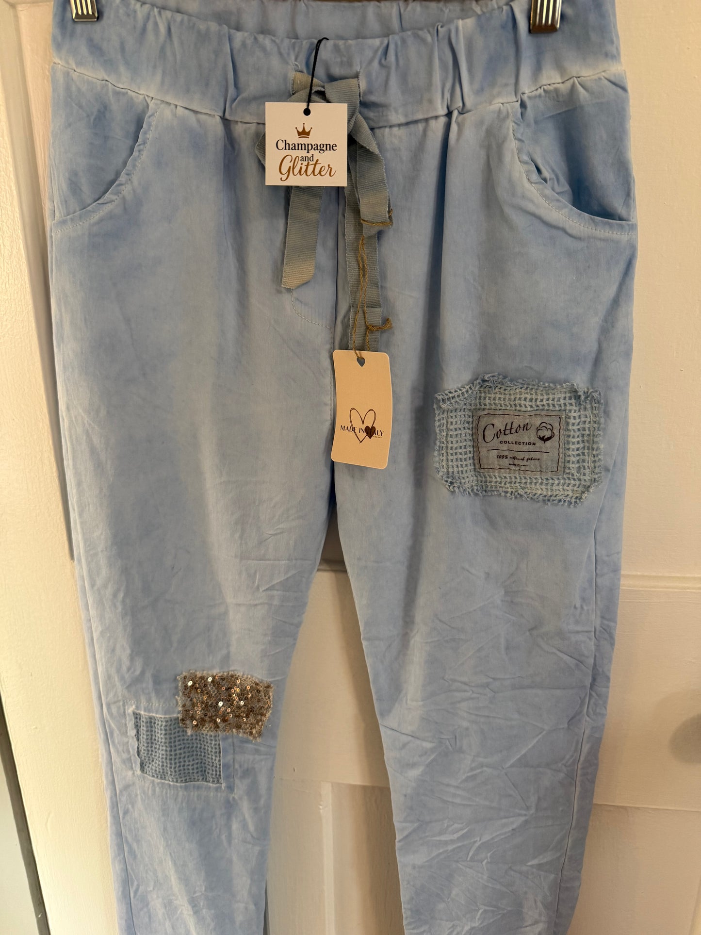 Powdered Blue Patched Pant
