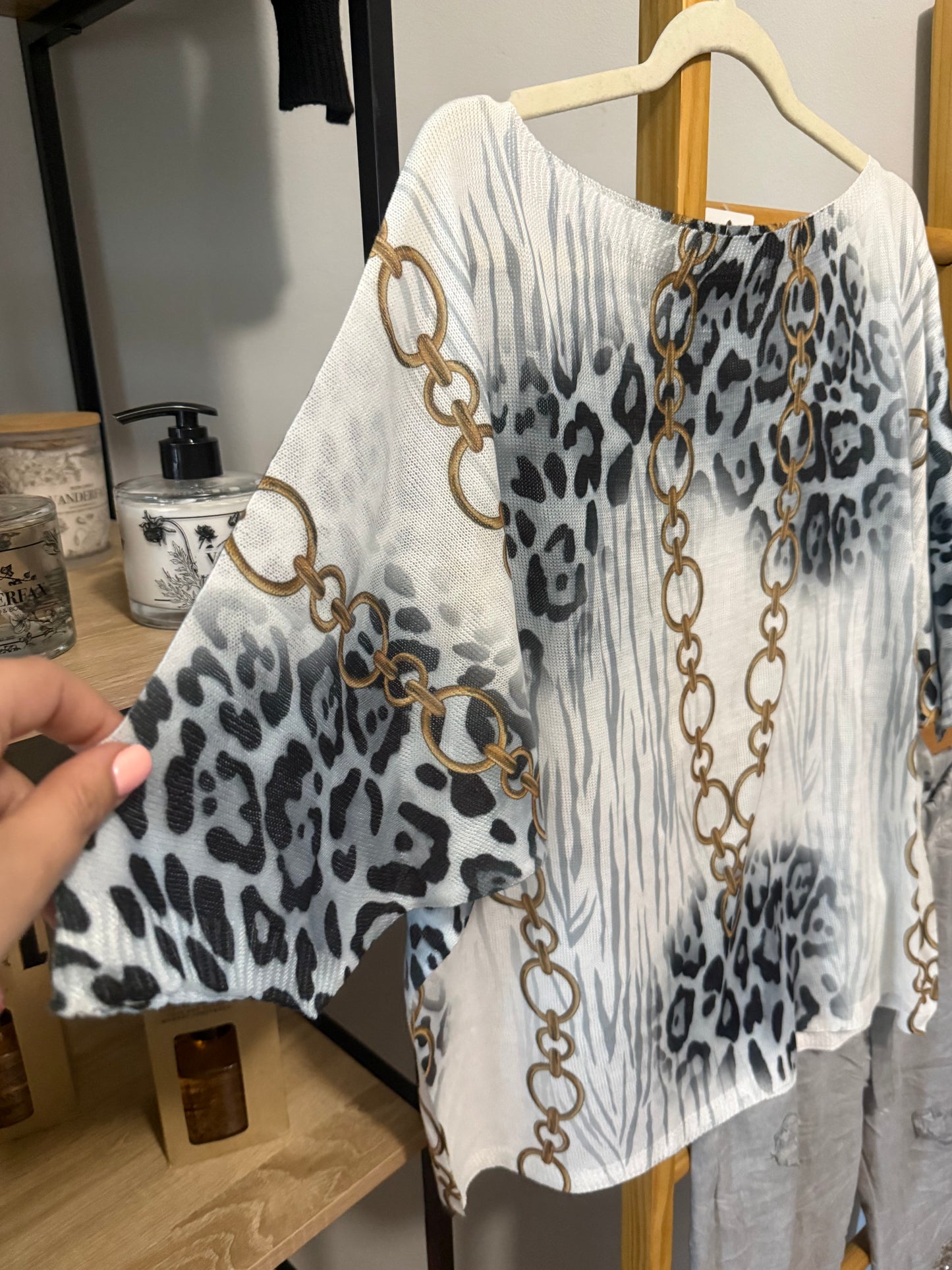 Leopard Chain Blouse Black