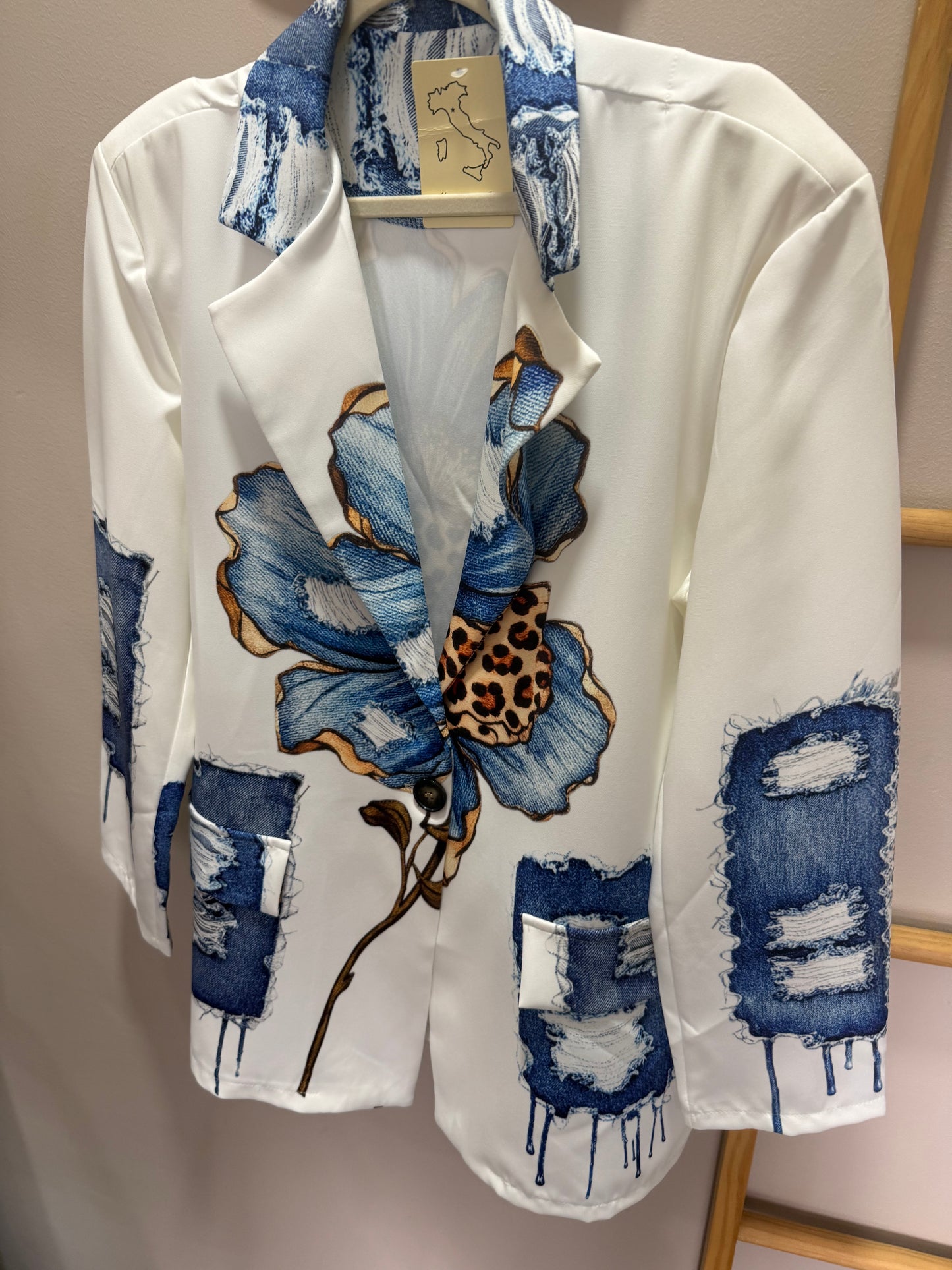 Tatum Satin Jacket_Denim Leopard