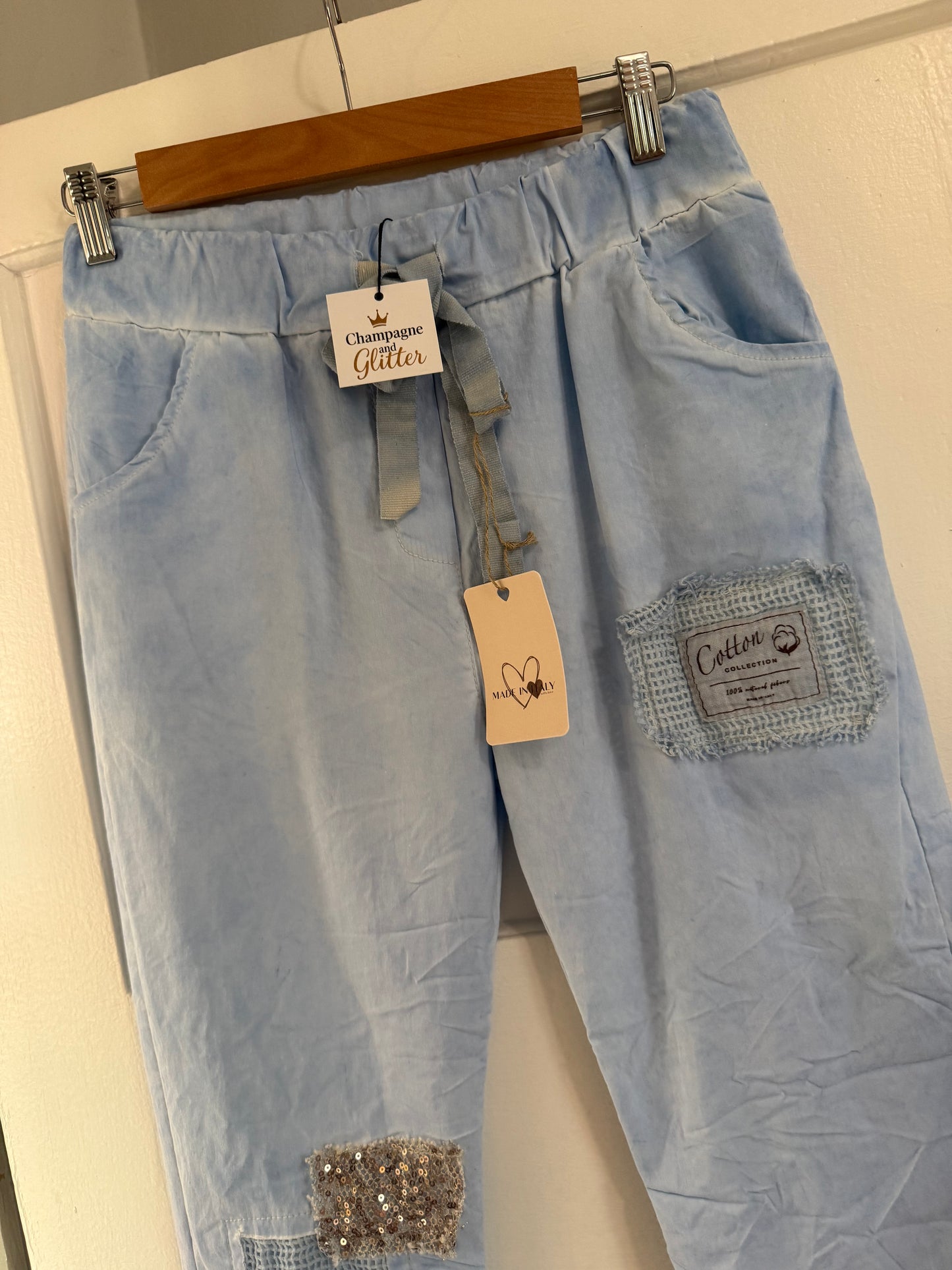 Powdered Blue Patched Pant