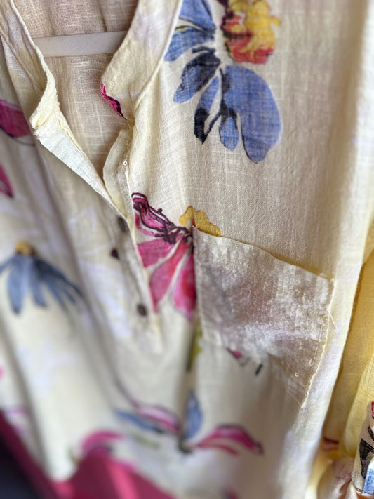 Dylan_Floral Sequin Yellow Blouse