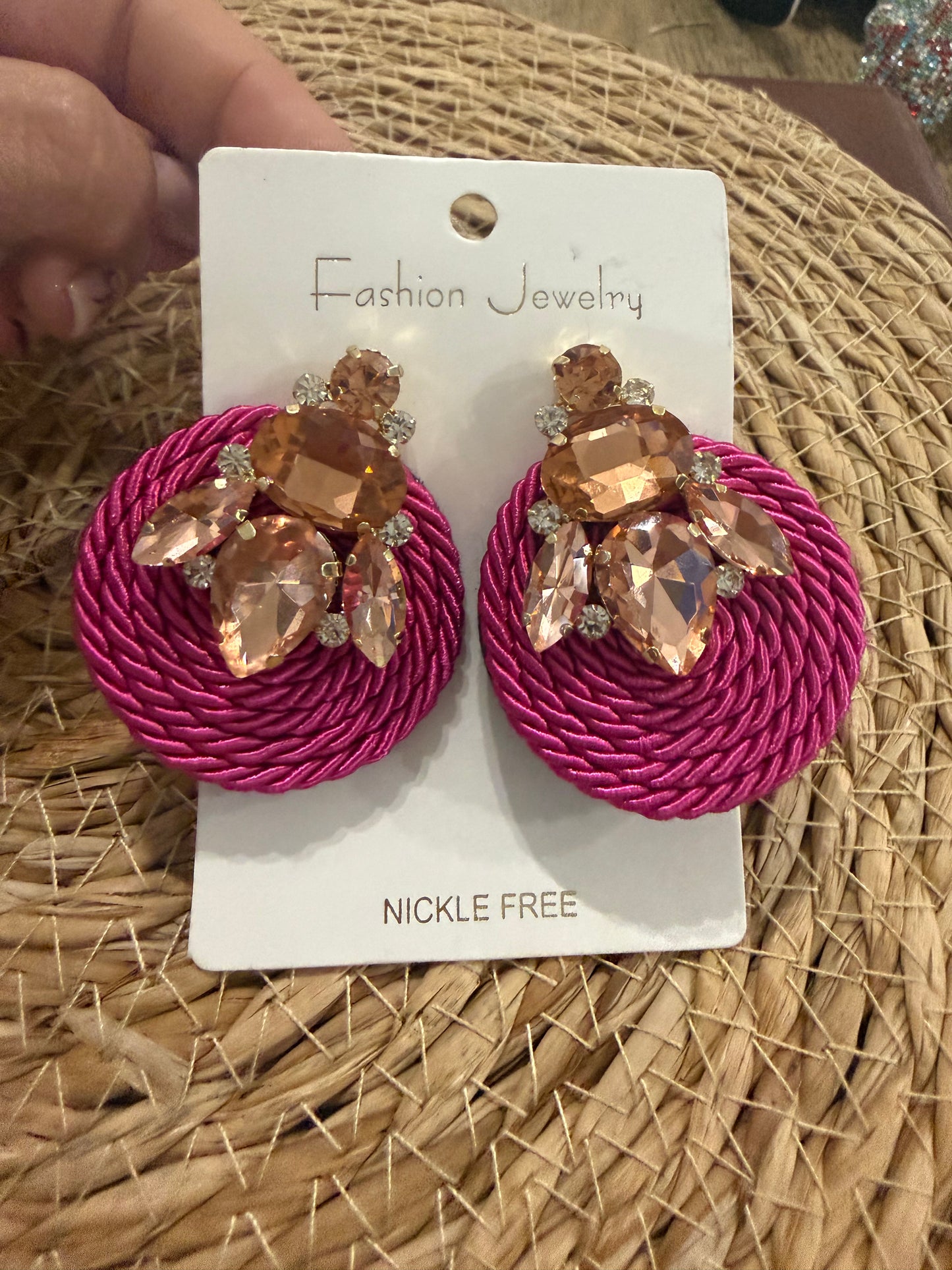 Rope Bling Pink Earring