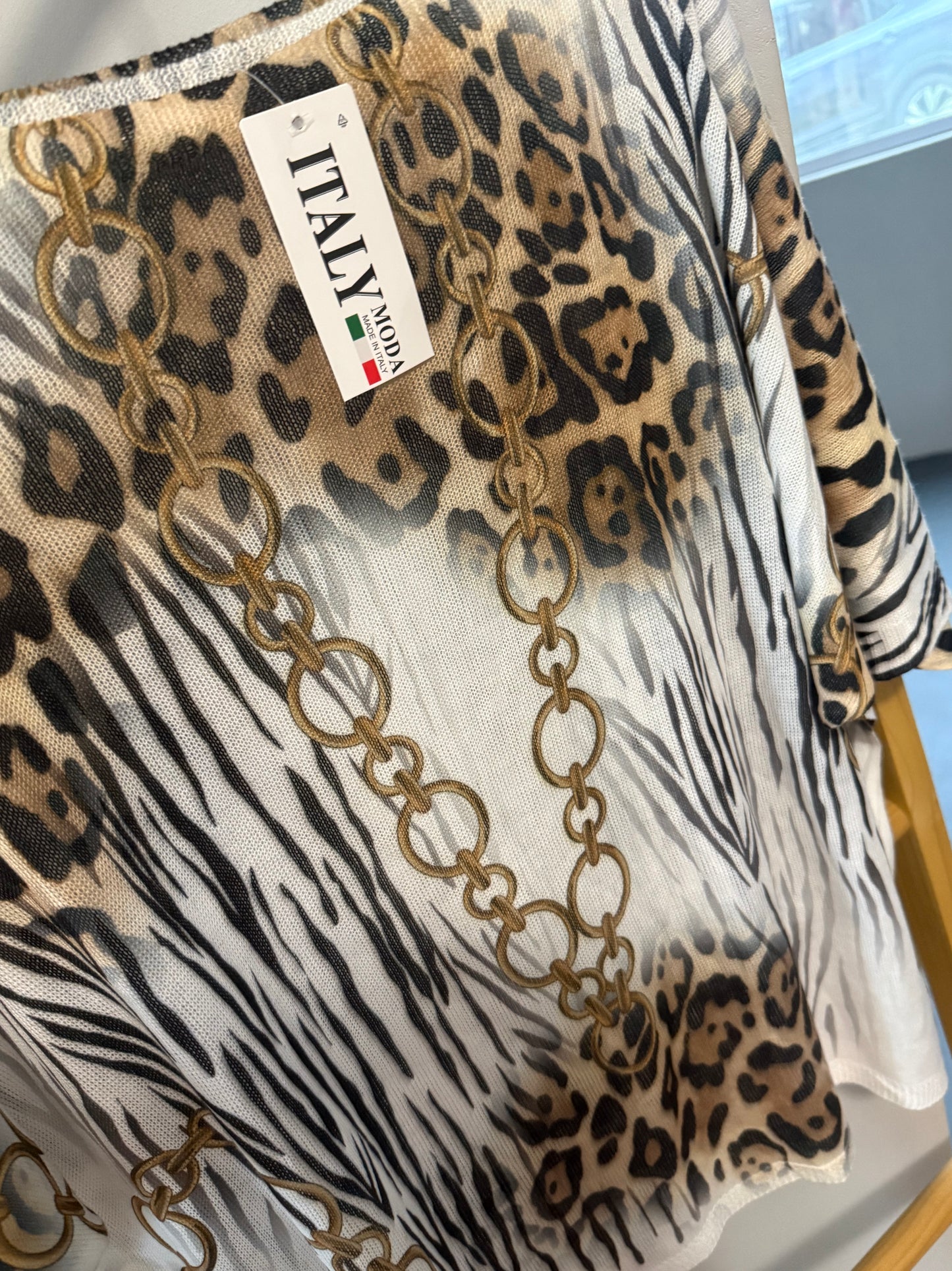 Leopard Chain Blouse Brown