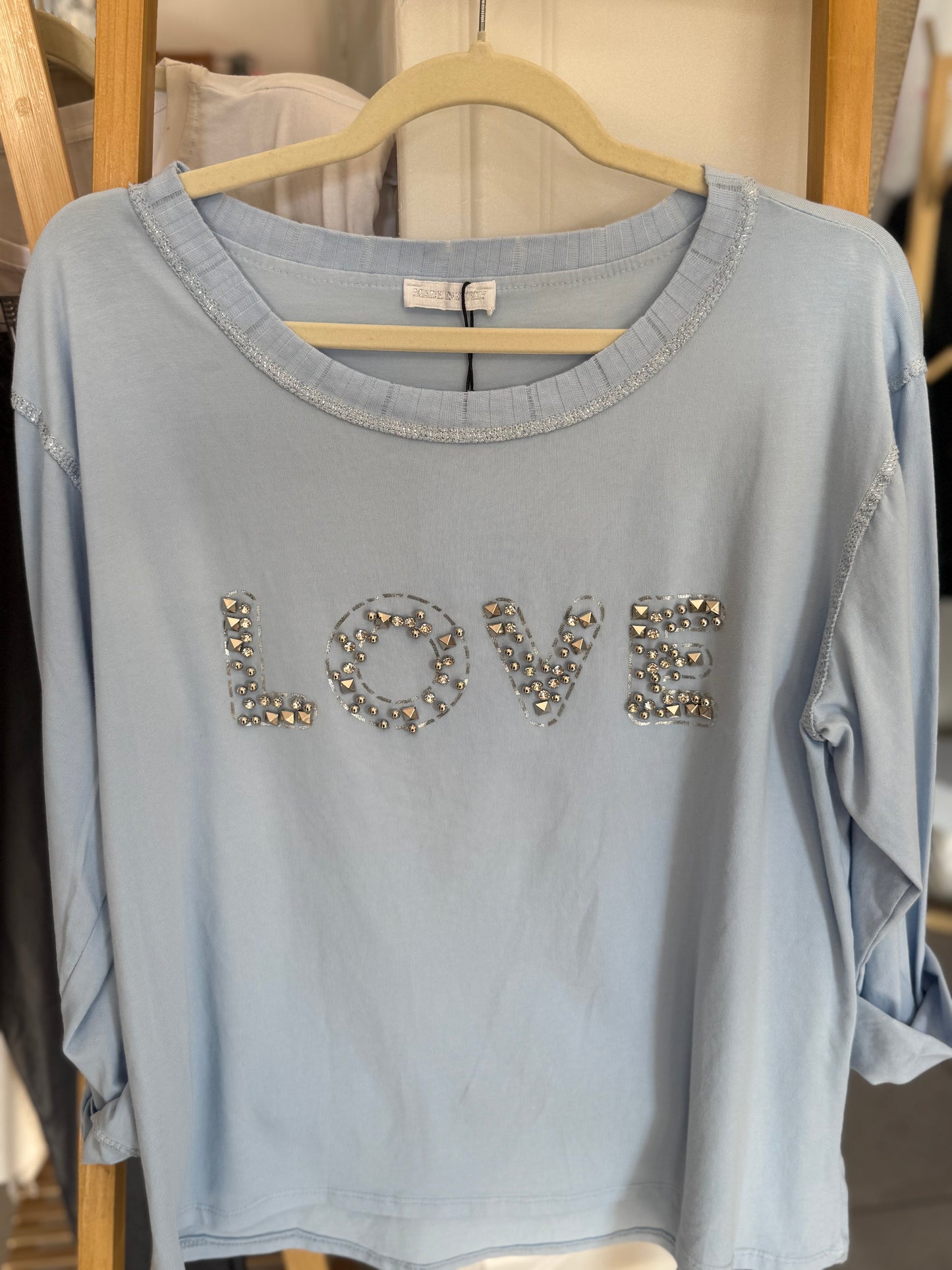 Studded Love Top Blue