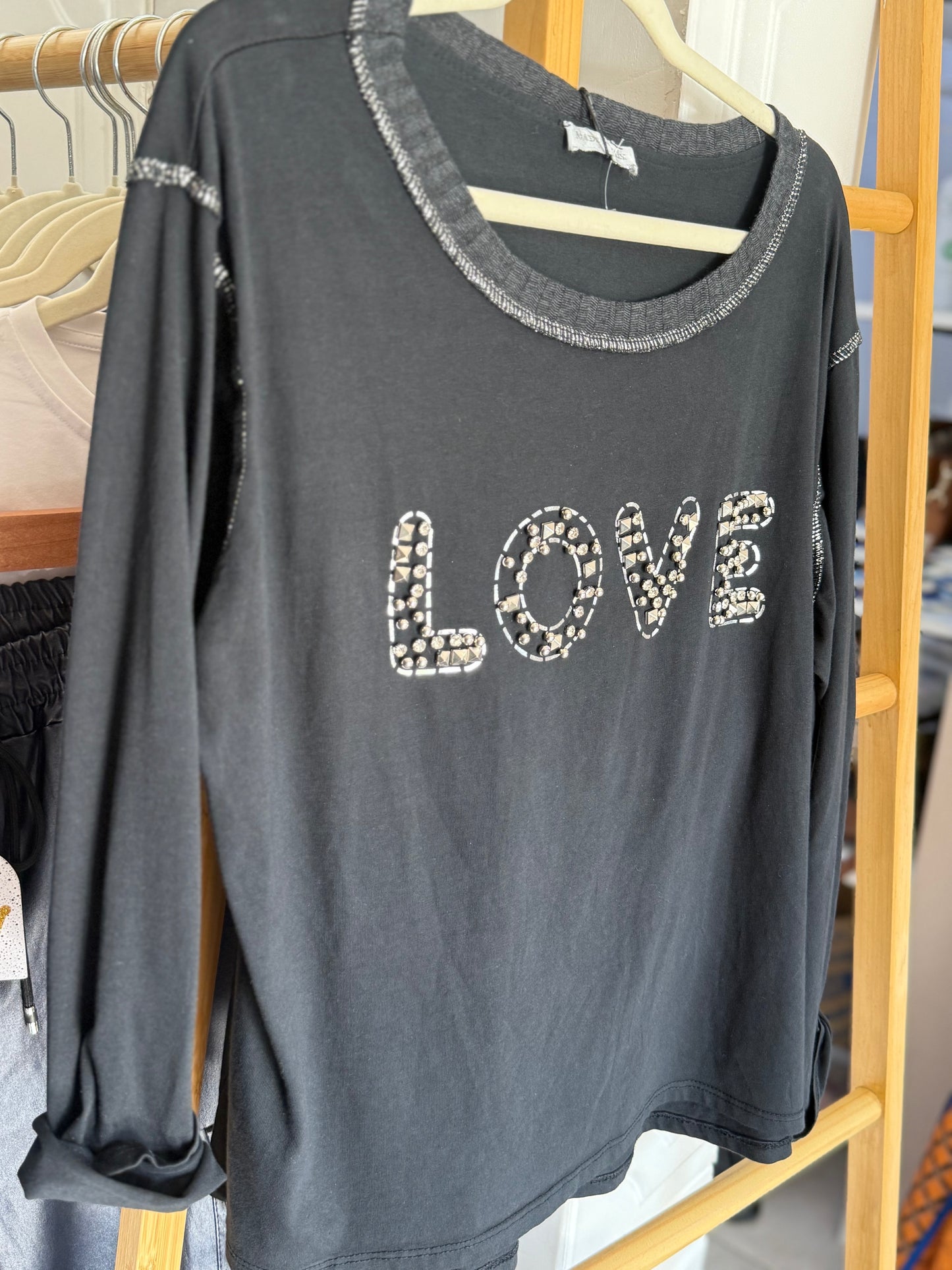 Studded Love Top Black