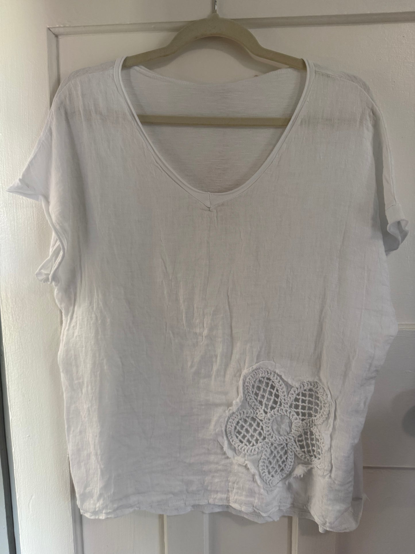 Cotton flower Blouse White