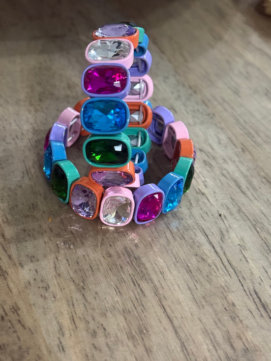 Multi Colour Oval Diamante Bracelet