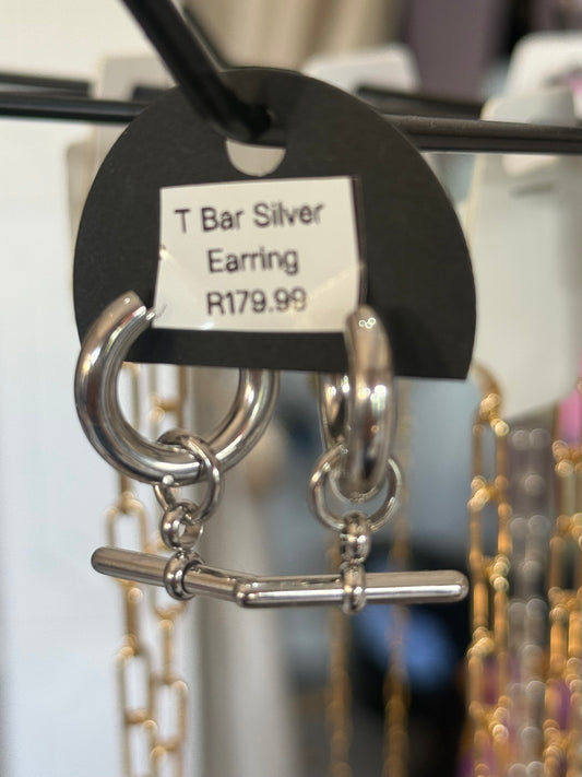 T-Bar Silver Earring