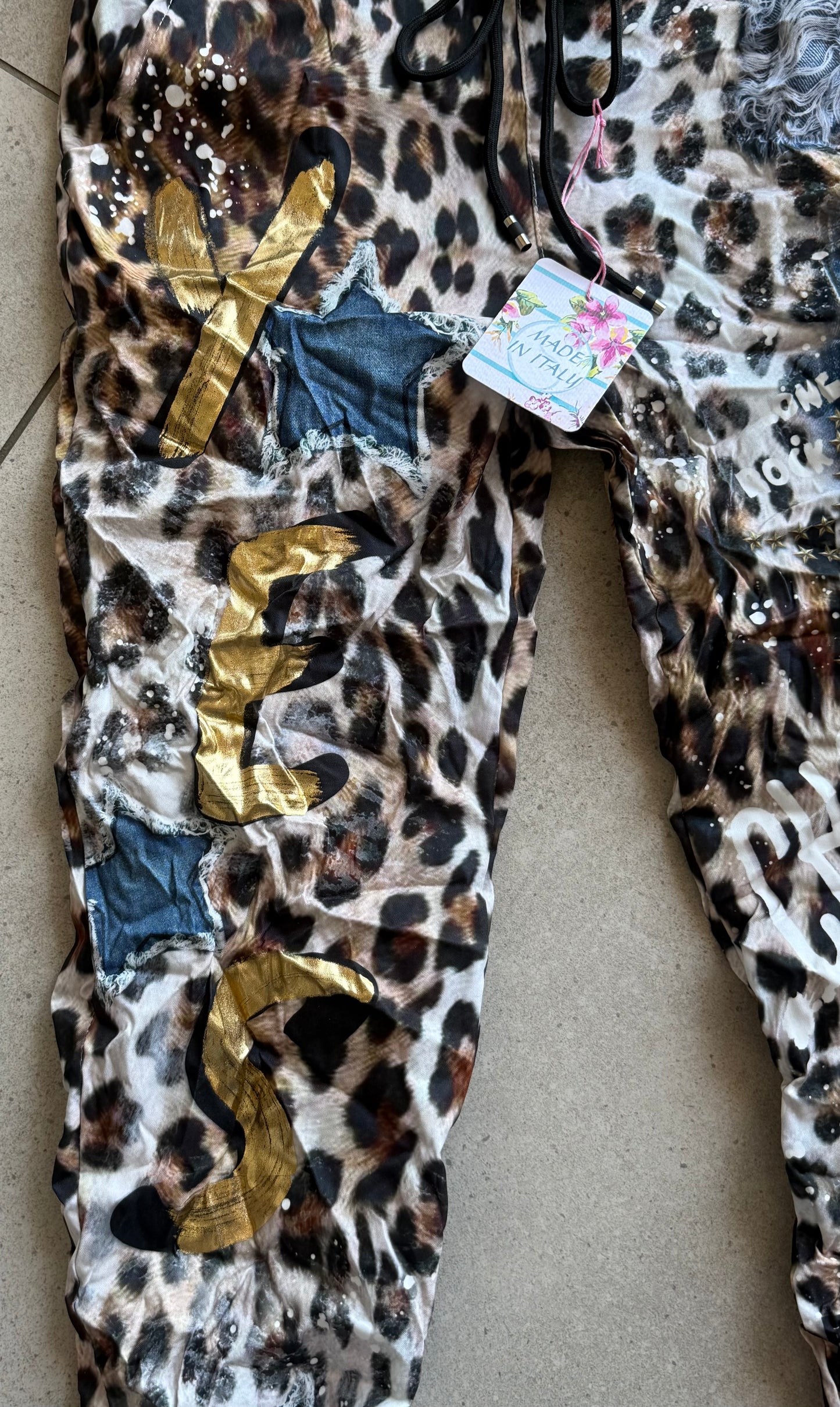 Denim Leopard Pants