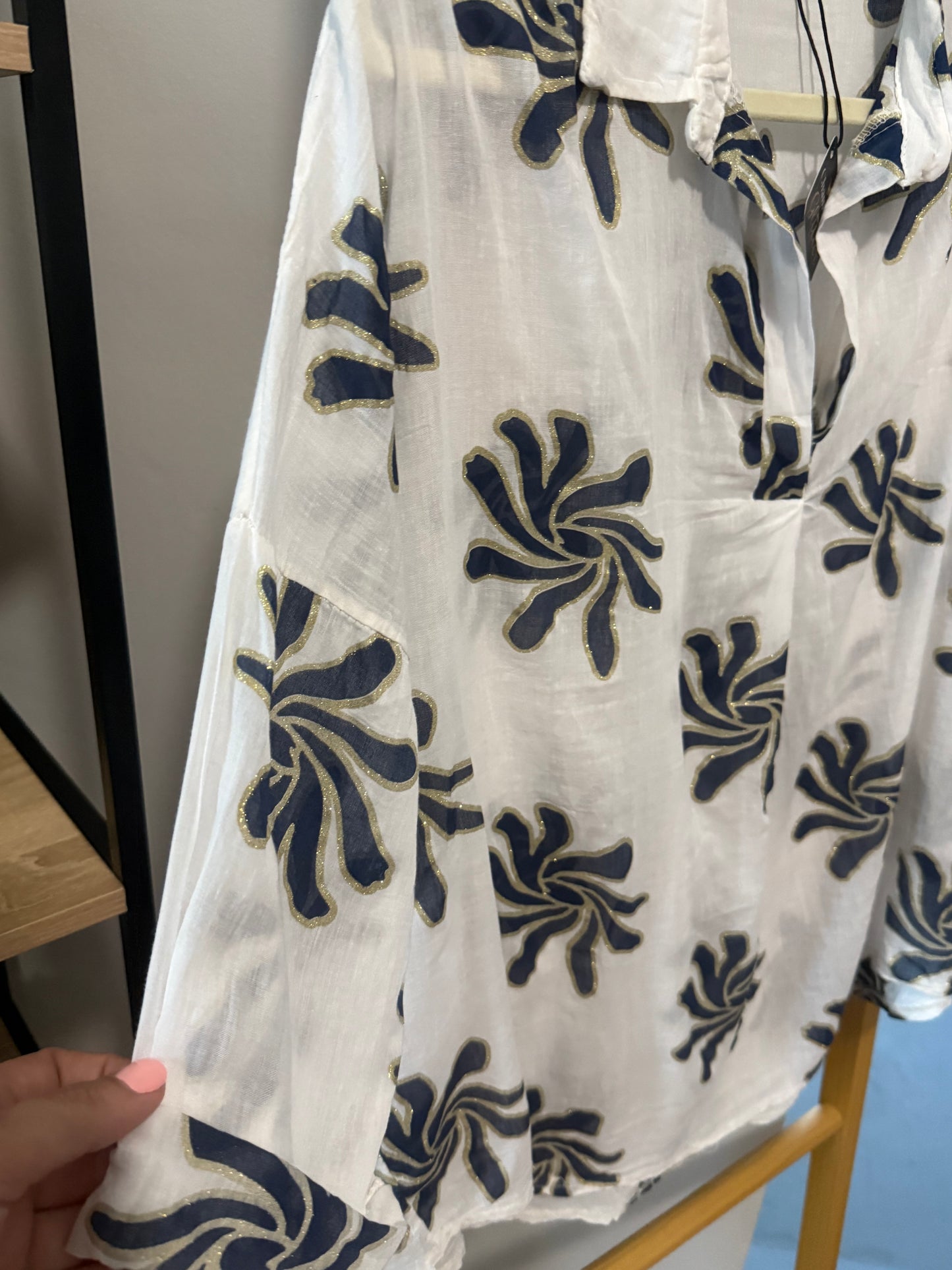Dolly Cotton Blouse Navy