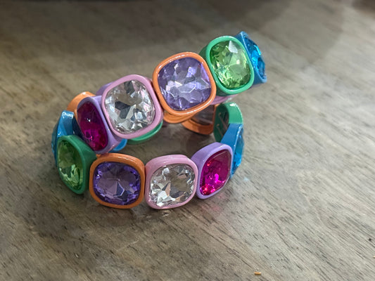 Multi Colour Square Diamante Bracelet