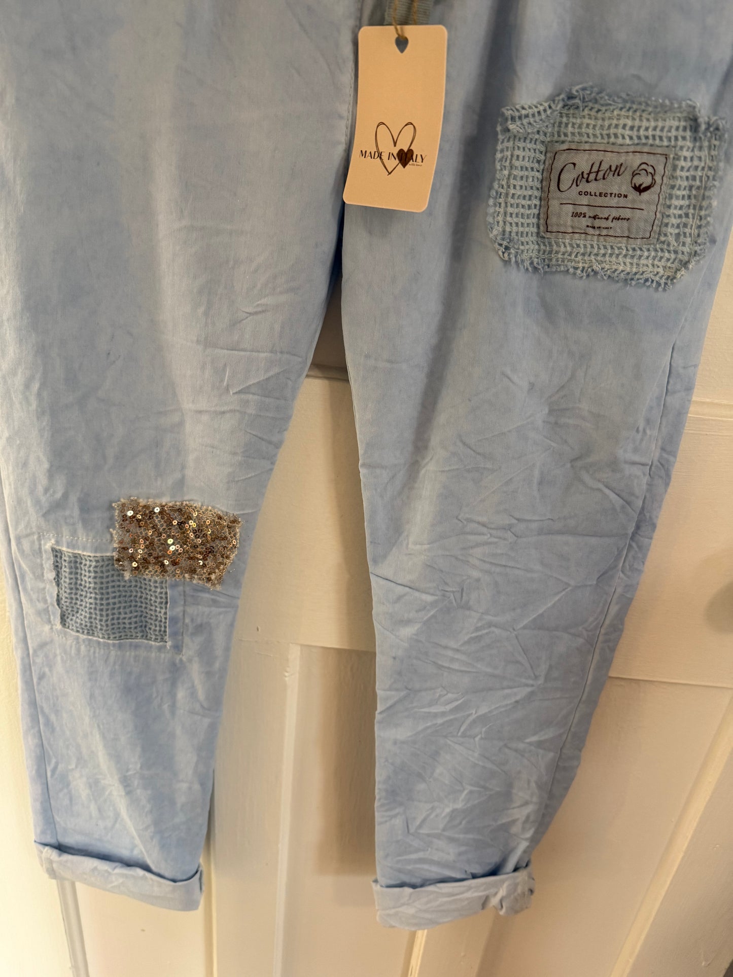Powdered Blue Patched Pant