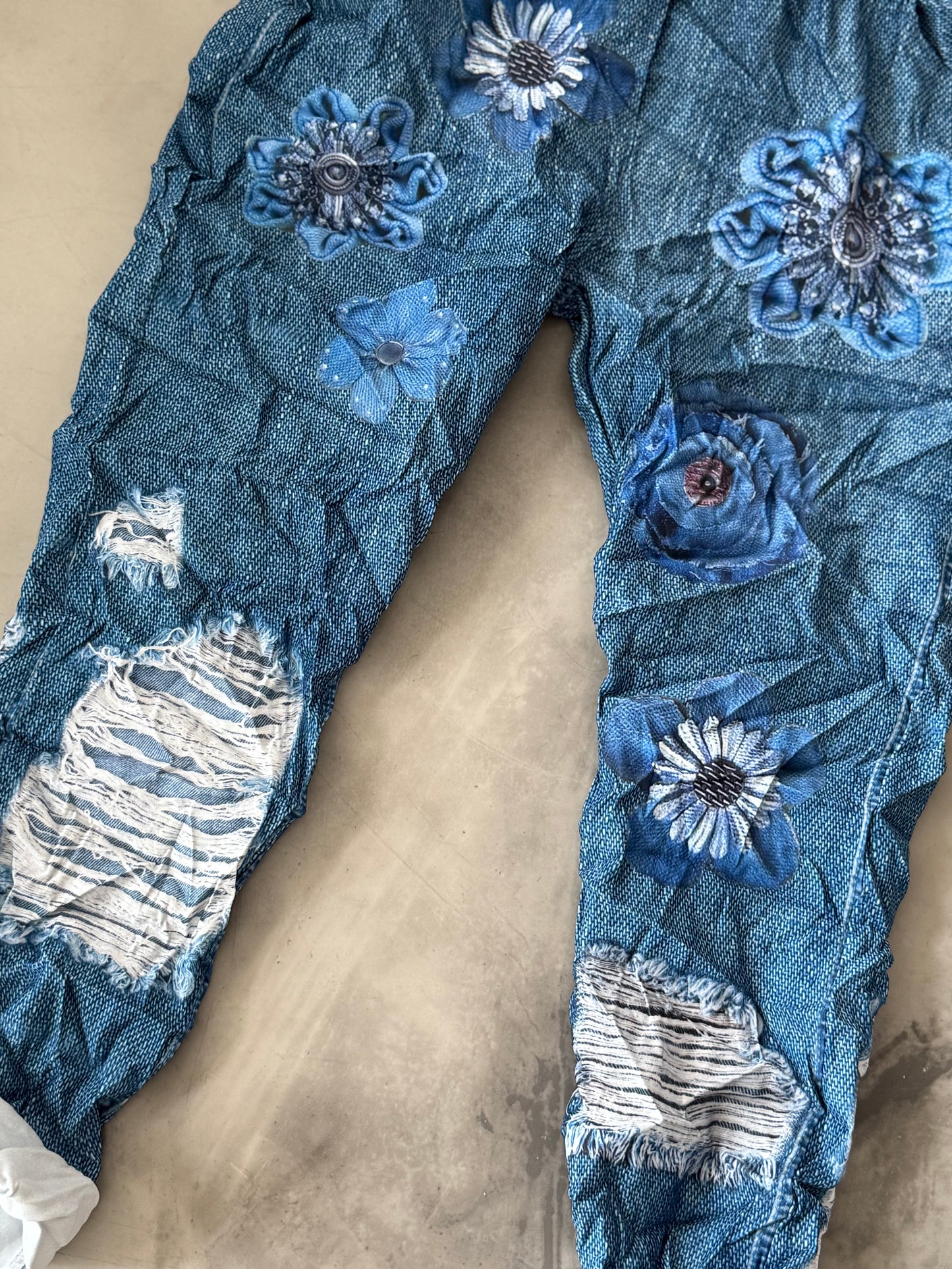 Denim Floral Pant