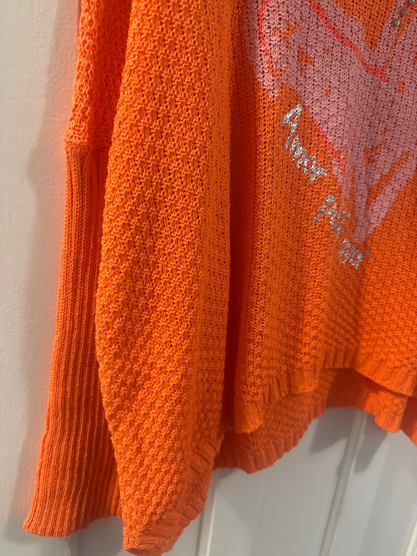Knitted Heart Blouse Burned Coral