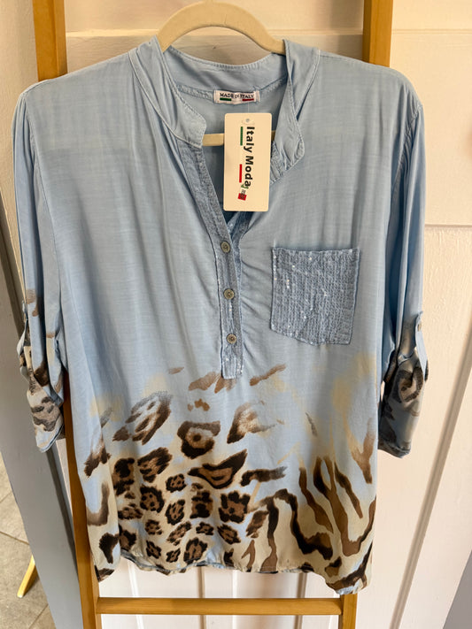 Wild Sequin Blouse Blue