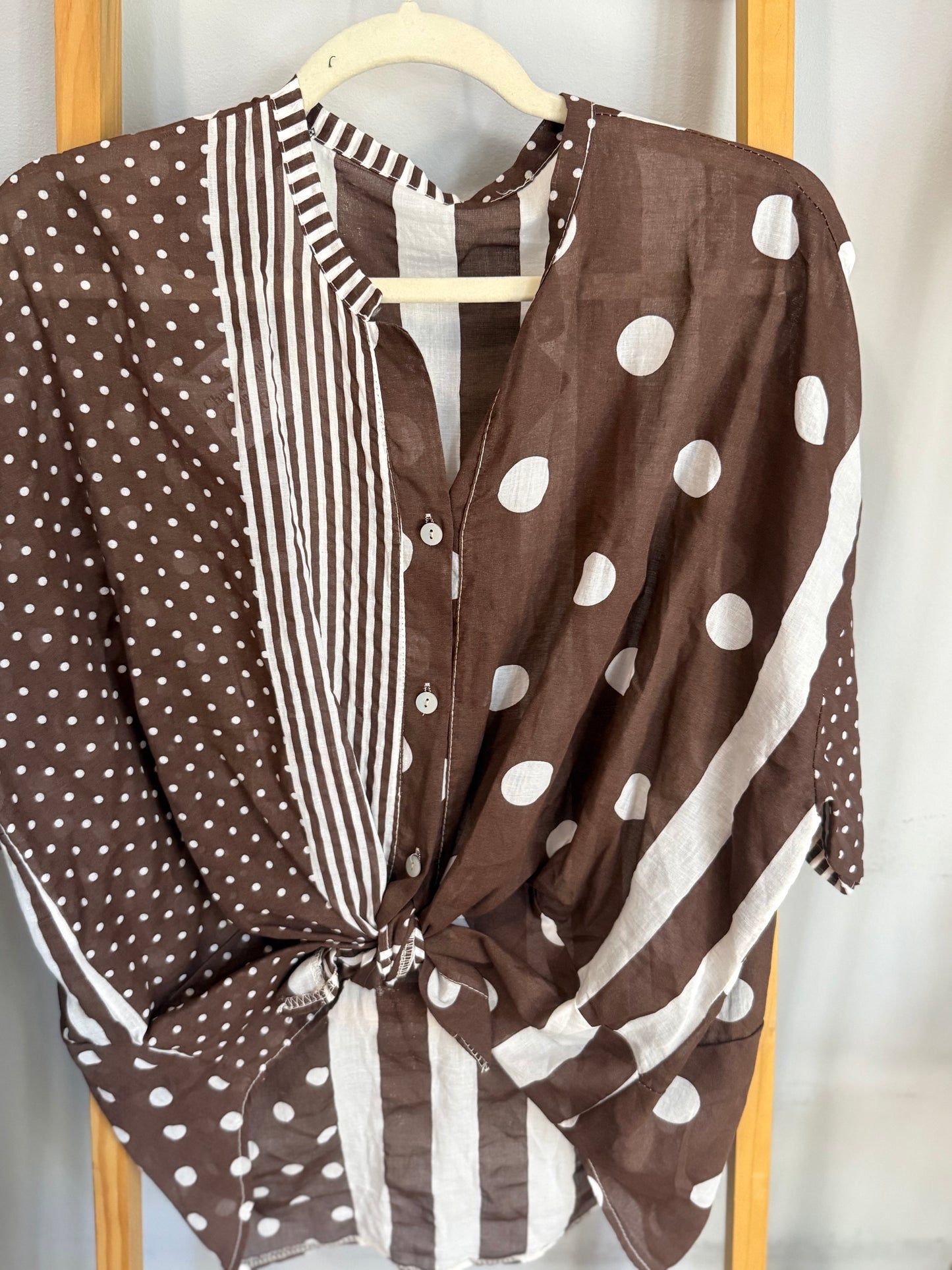 Polka Dot Brown Blouse