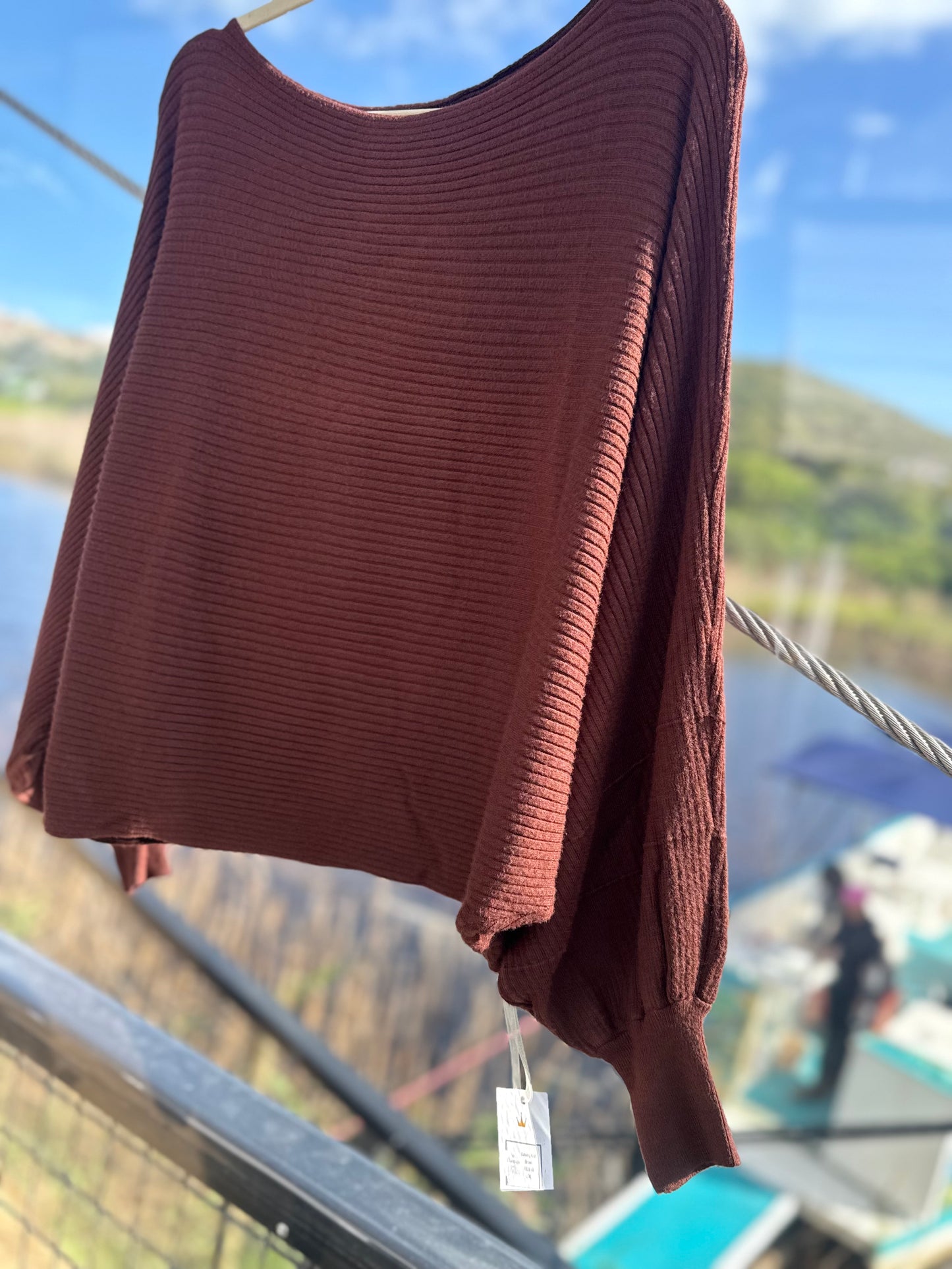 Batwing Chocolate Striped knit