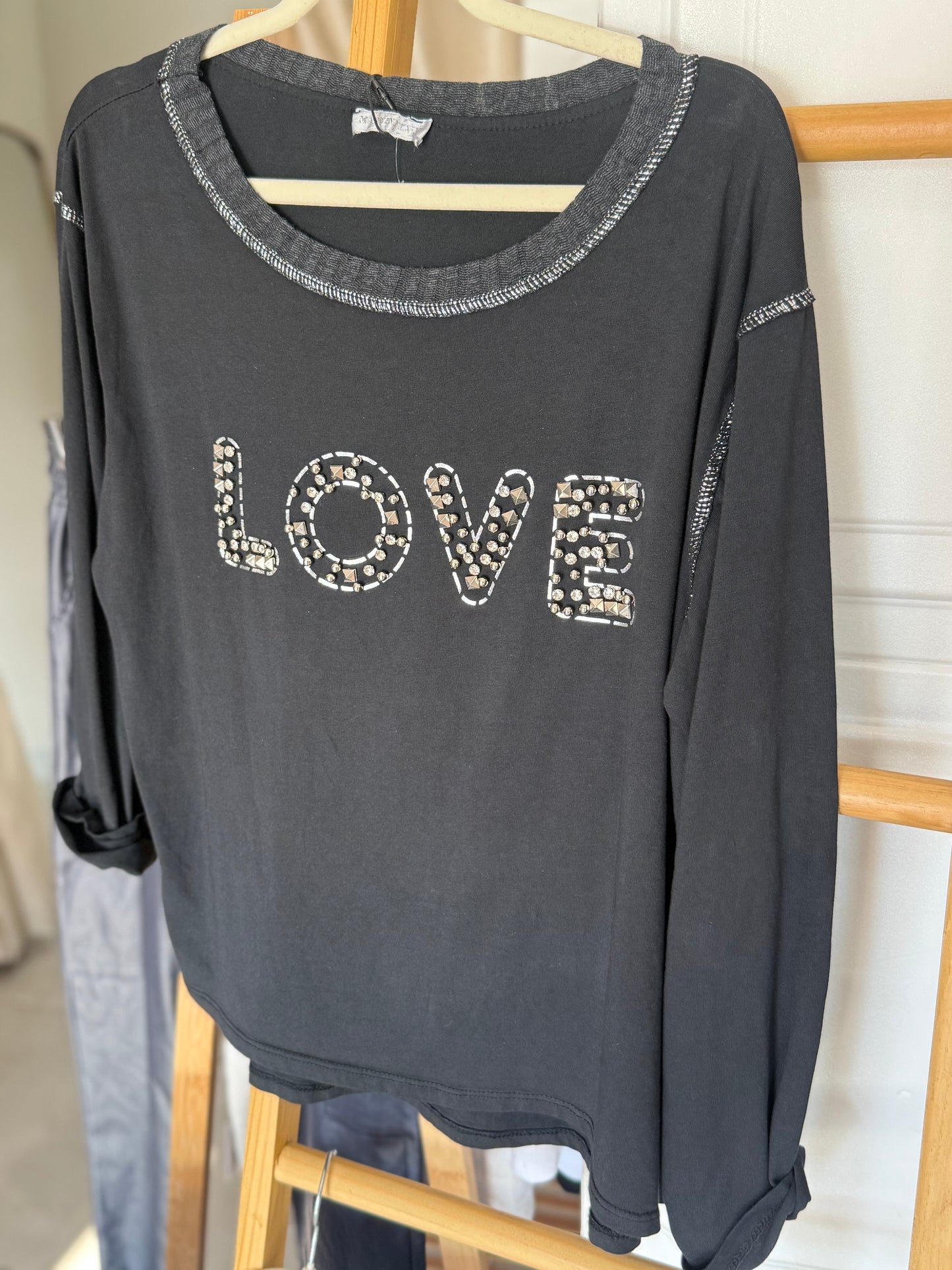 Studded Love Top Black