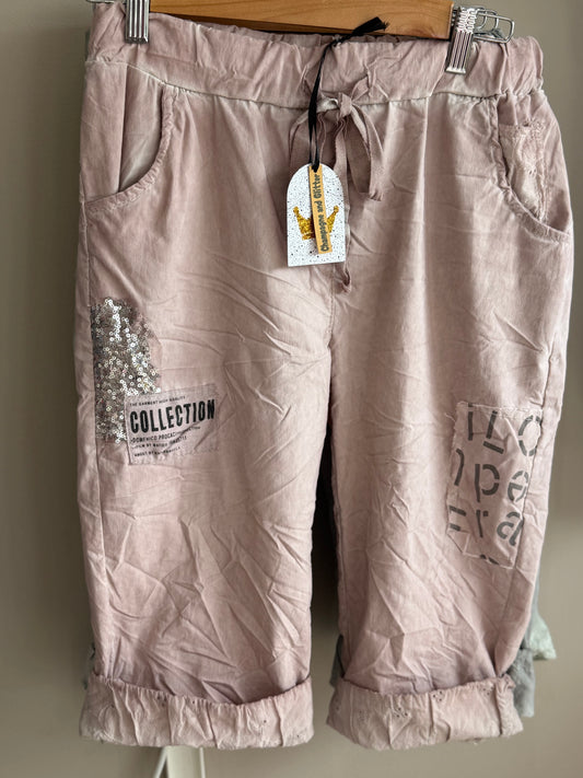 Patched Shorts Dusty Pink