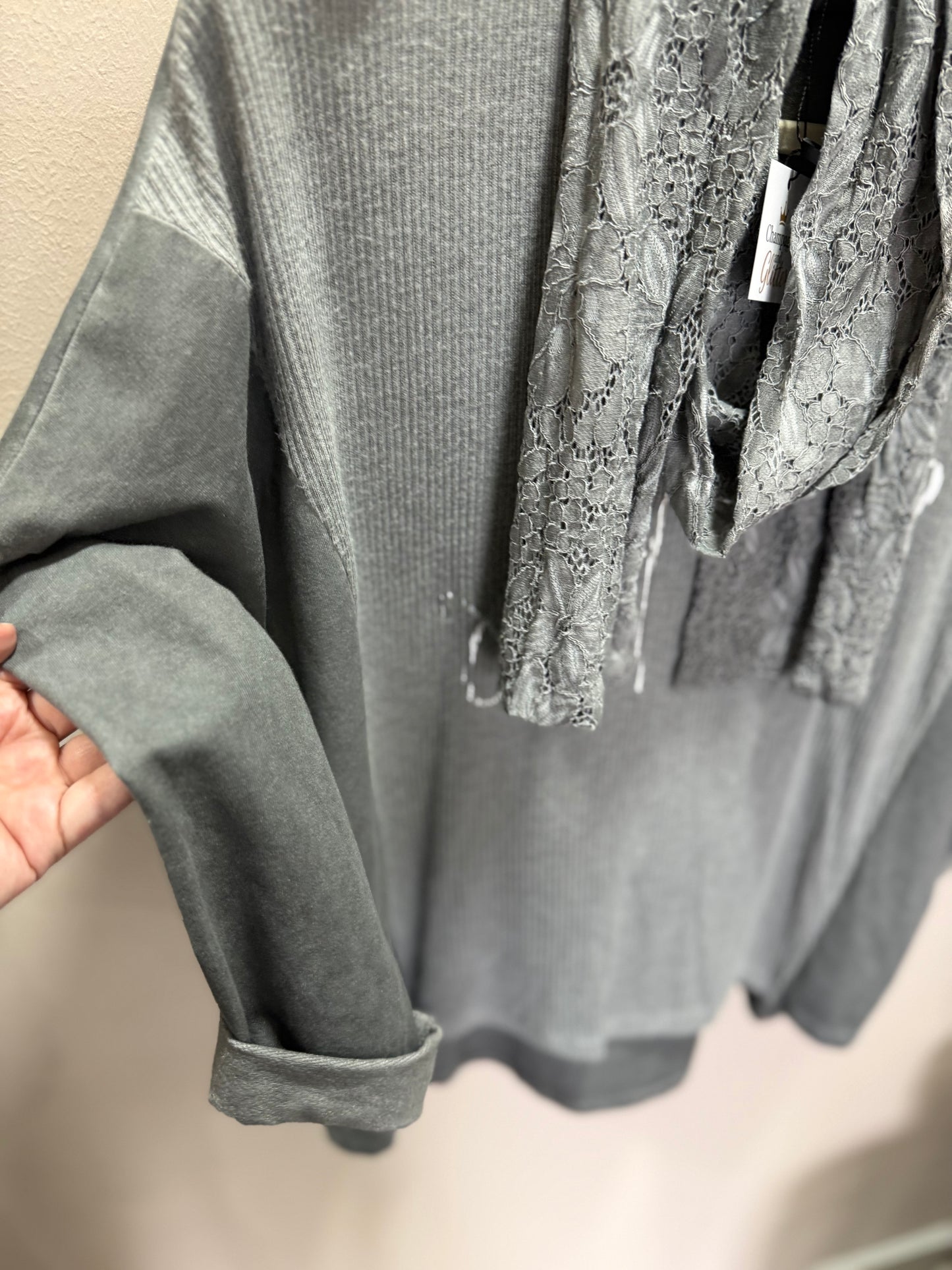 Grateful + Scarf Grey Blouse