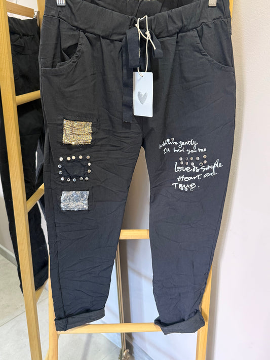 Love Is Simple Black Pant