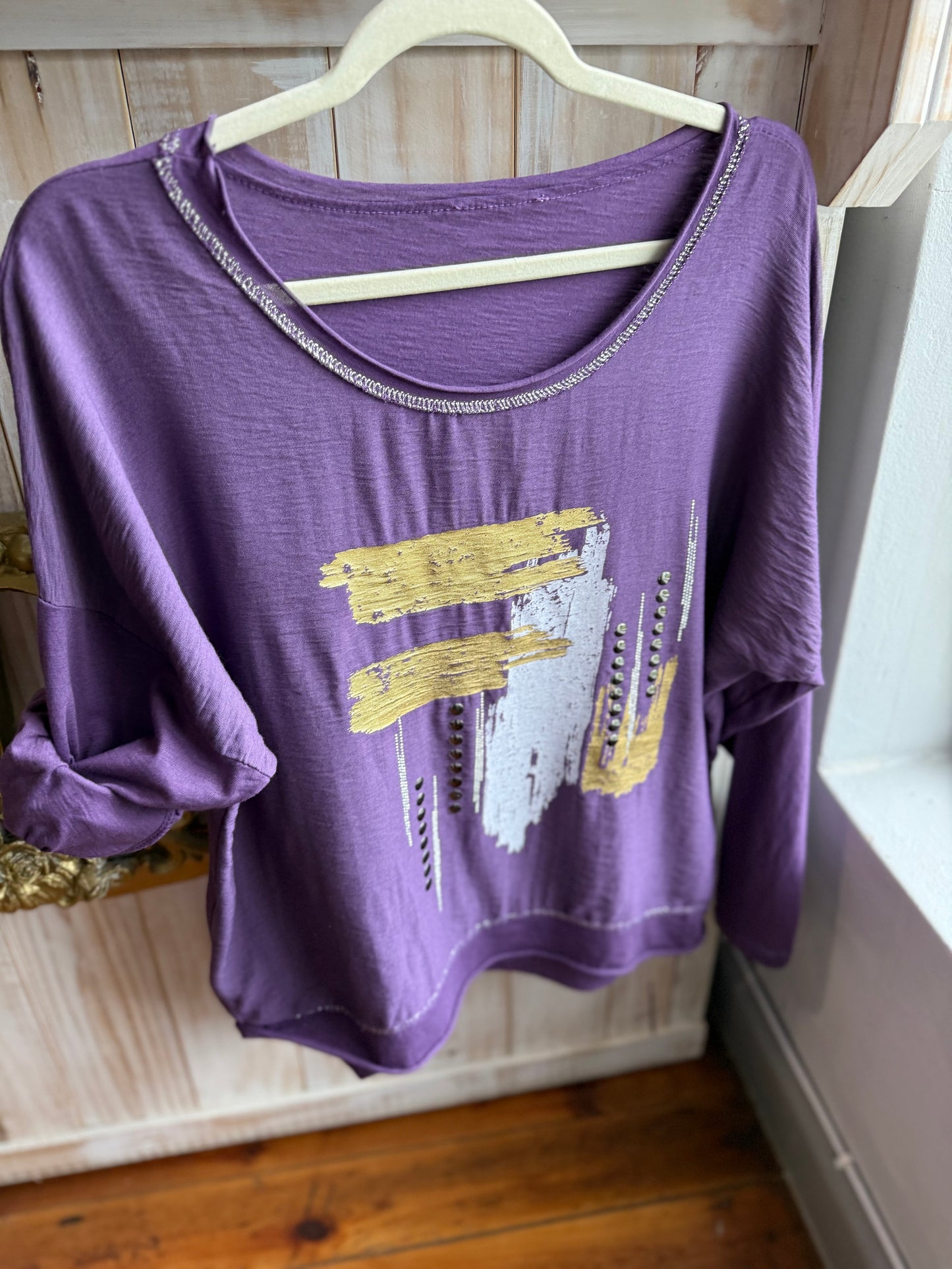 Mixed Metals Blouse Purple