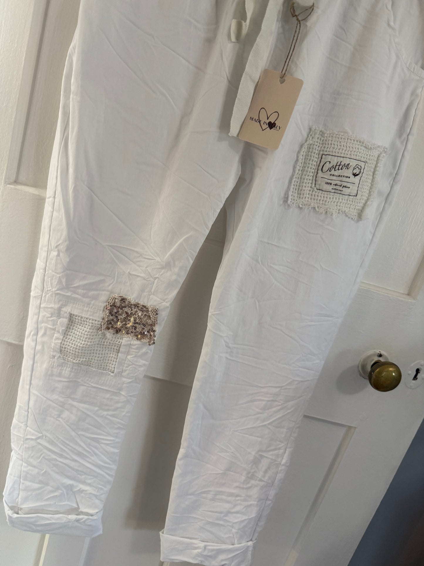 White Patched Pant